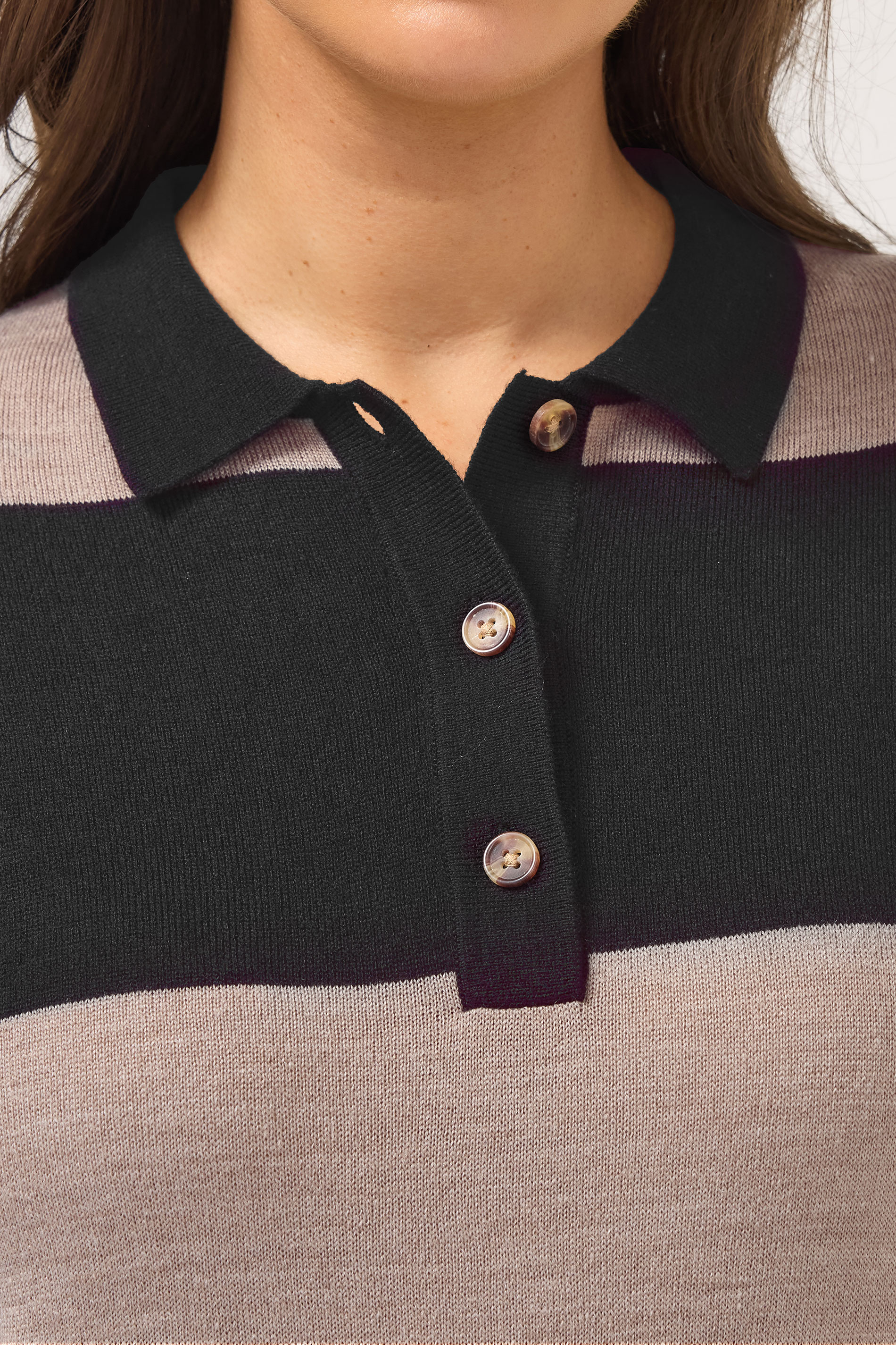 YOURS Plus Size Black Rugby Collar Knitted Jumper Dress | Yours Clothing 4