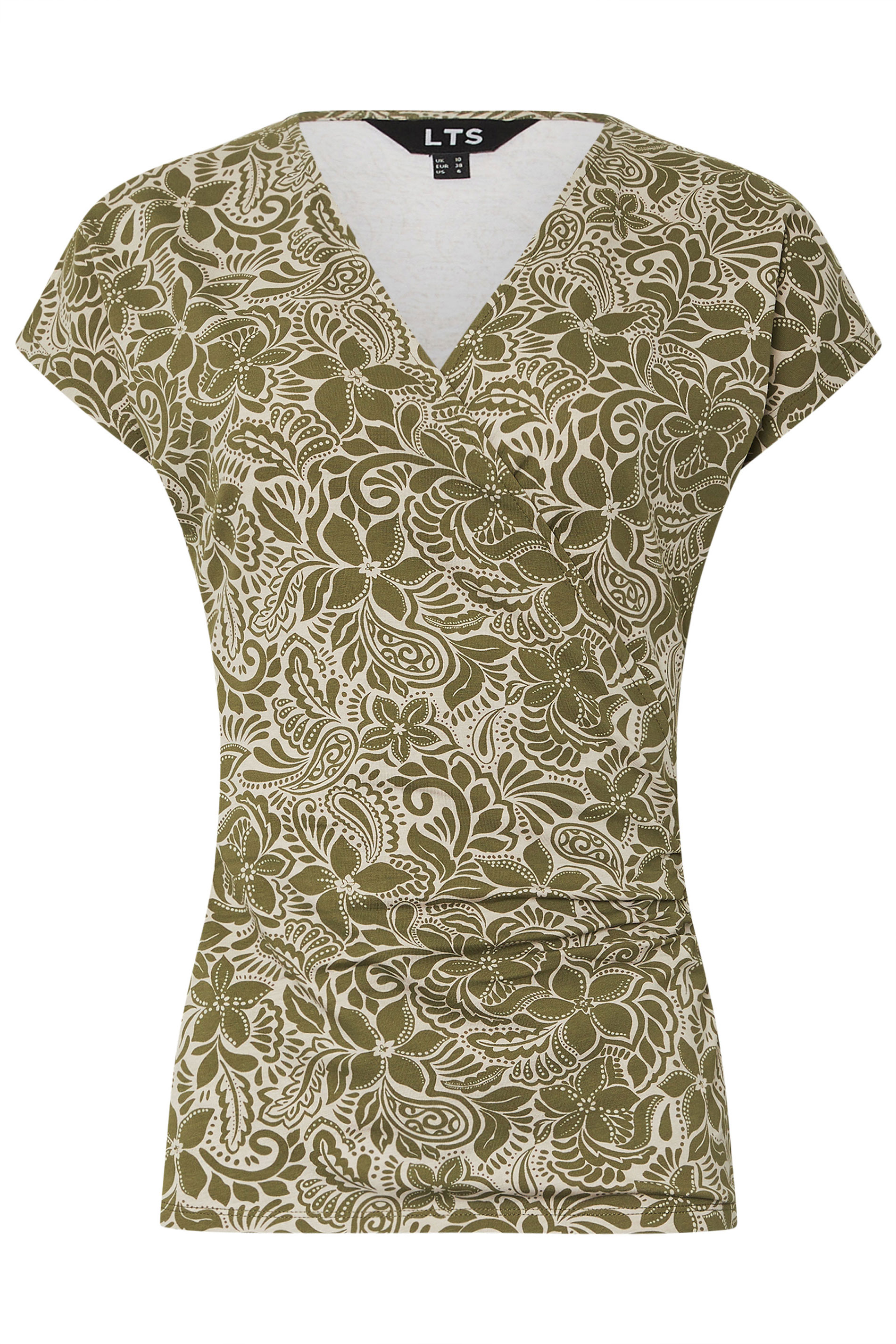 LTS Tall Green Floral Grown-On Sleeve Wrap Top | Long Tall Sally 5