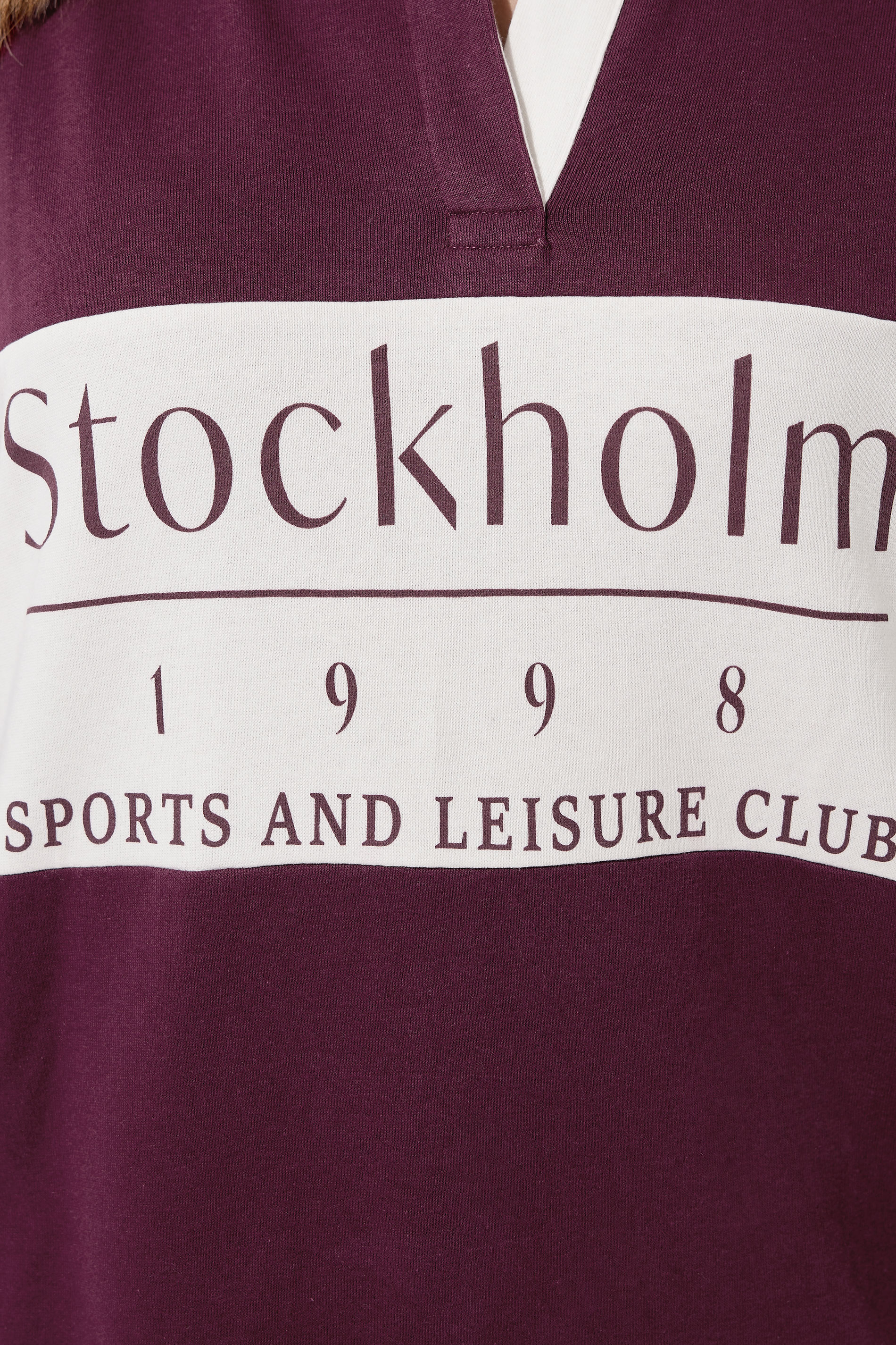 YOURS Plus Size Burgundy Red 'Stockholm' Rugby Top | Yours Clothing 5