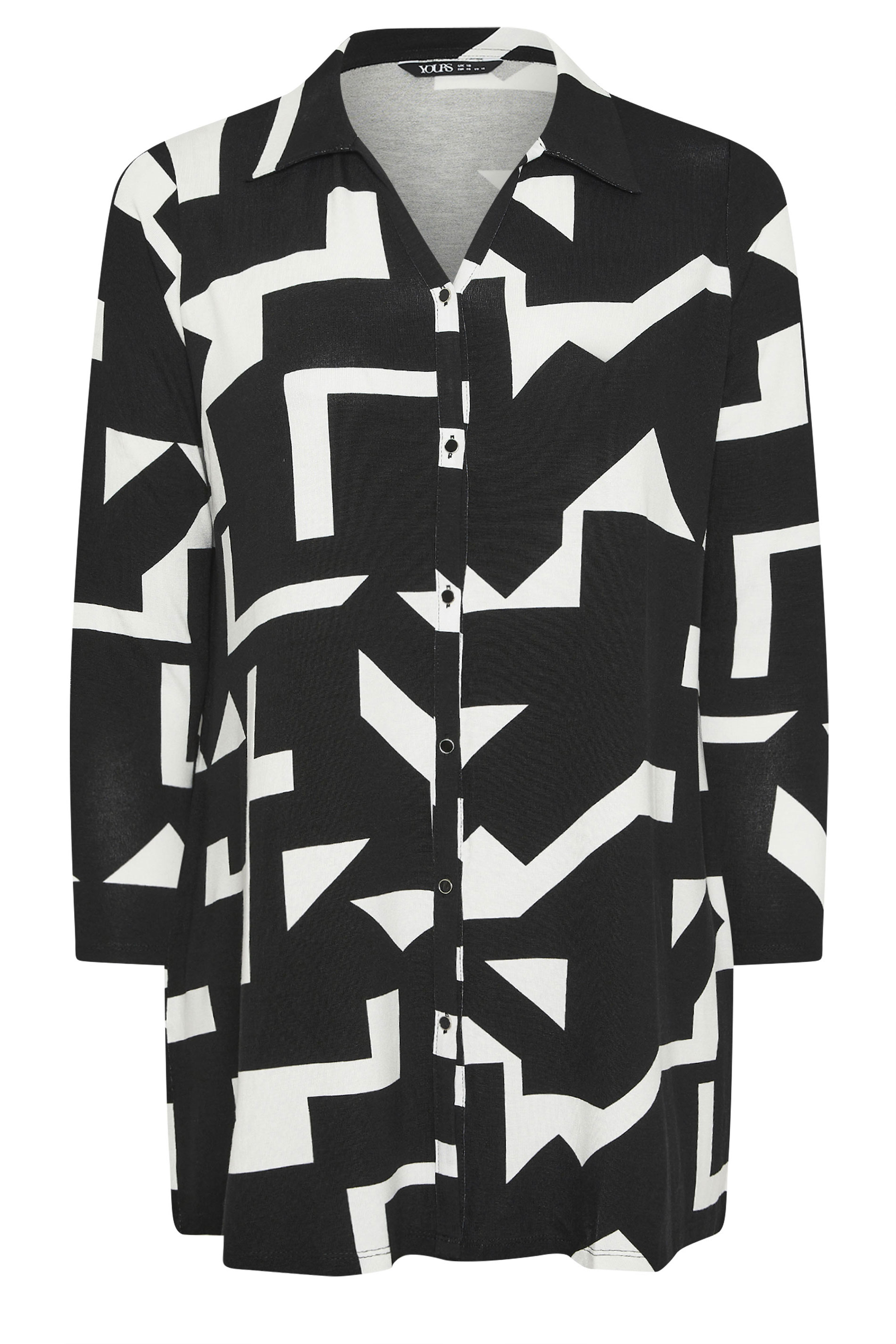 YOURS Plus Size Black & White Abstract Shirt | Yours Clothing 6