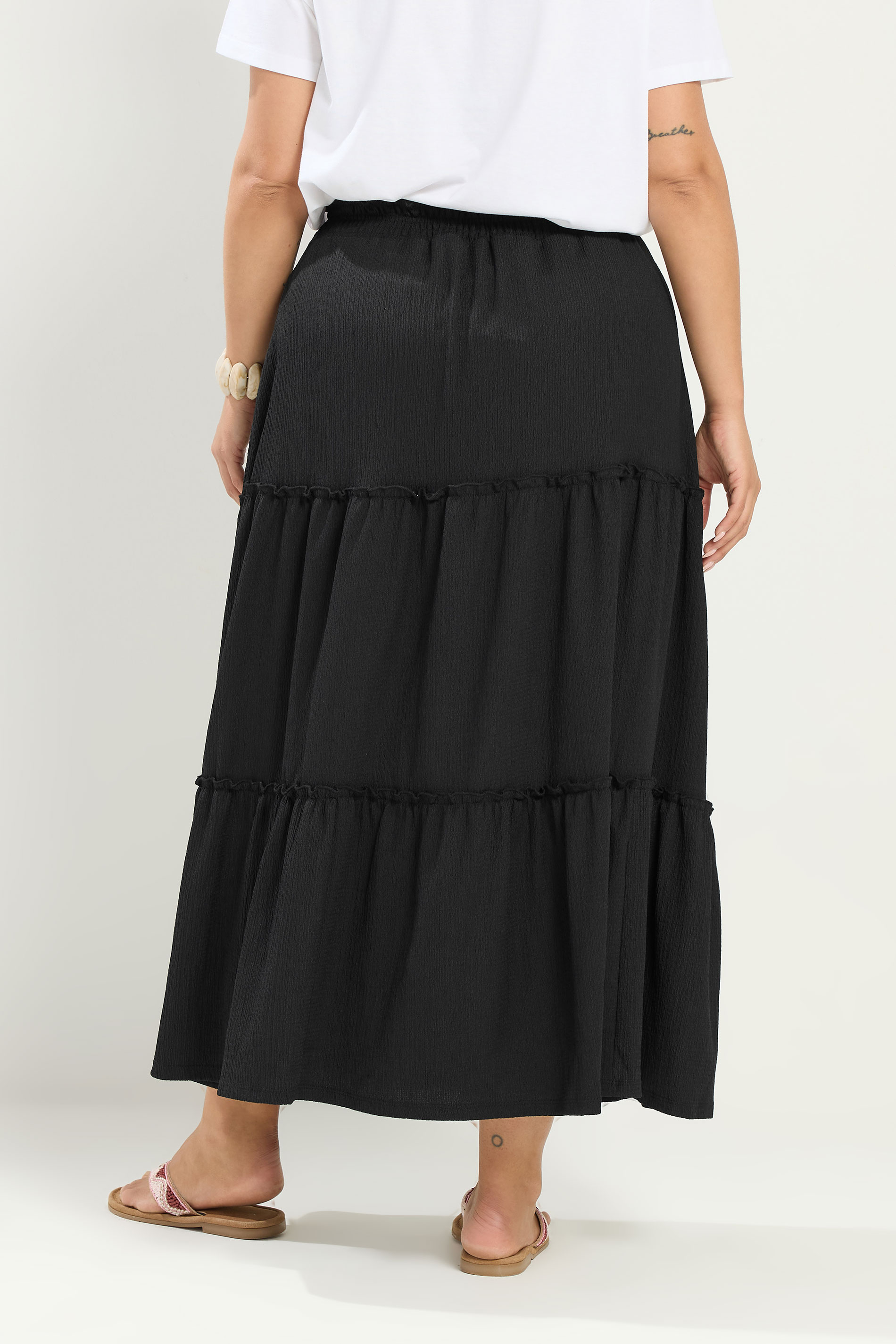 YOURS Plus Size Black Tiered Maxi Skirt | Yours Clothing 2