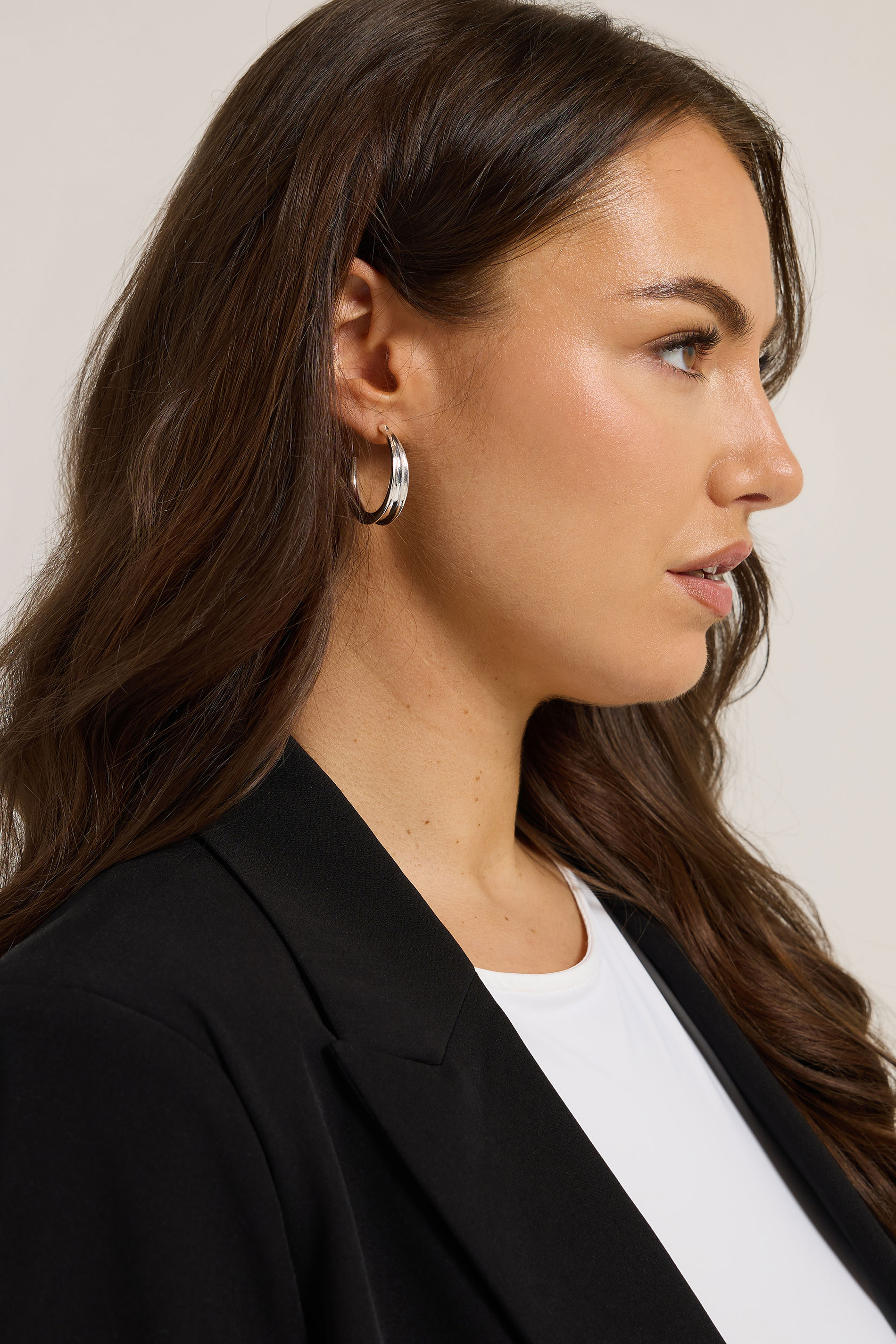 YOURSET 3 PACK Silver Tone Mixed Hoop Earring Set | Yours Clothing 2