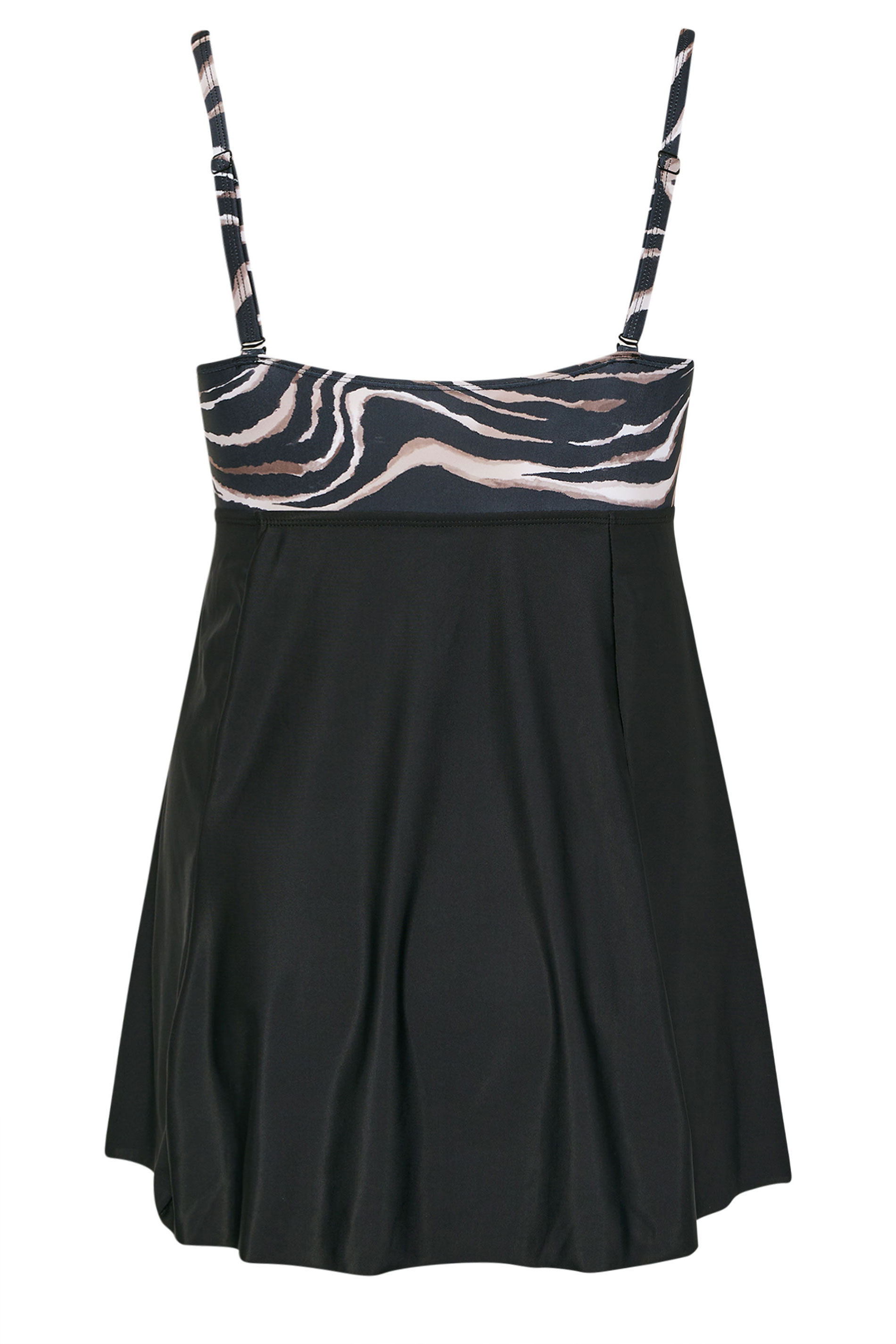 YOURS Plus Size Black Zebra Print Tummy Control Swim Dress | Yours Clothing 10