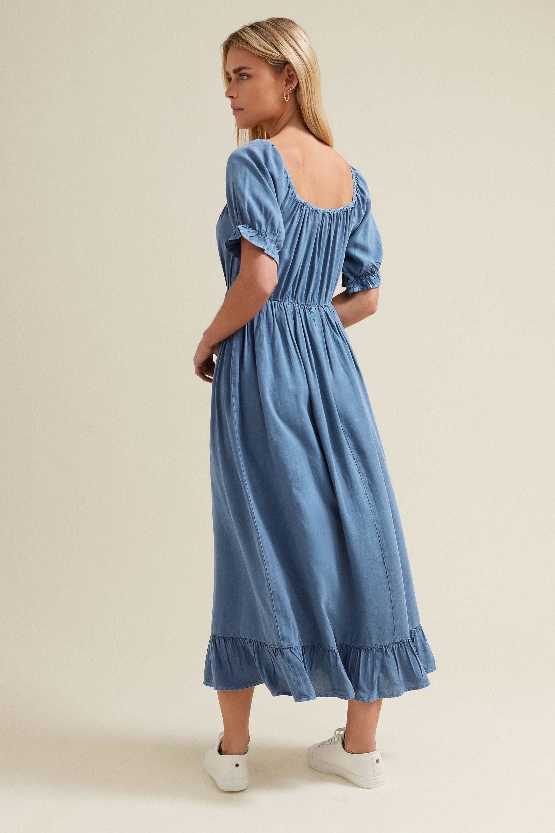 M&Co Petite Blue Tassel Detail Smock Dress | M&Co 4