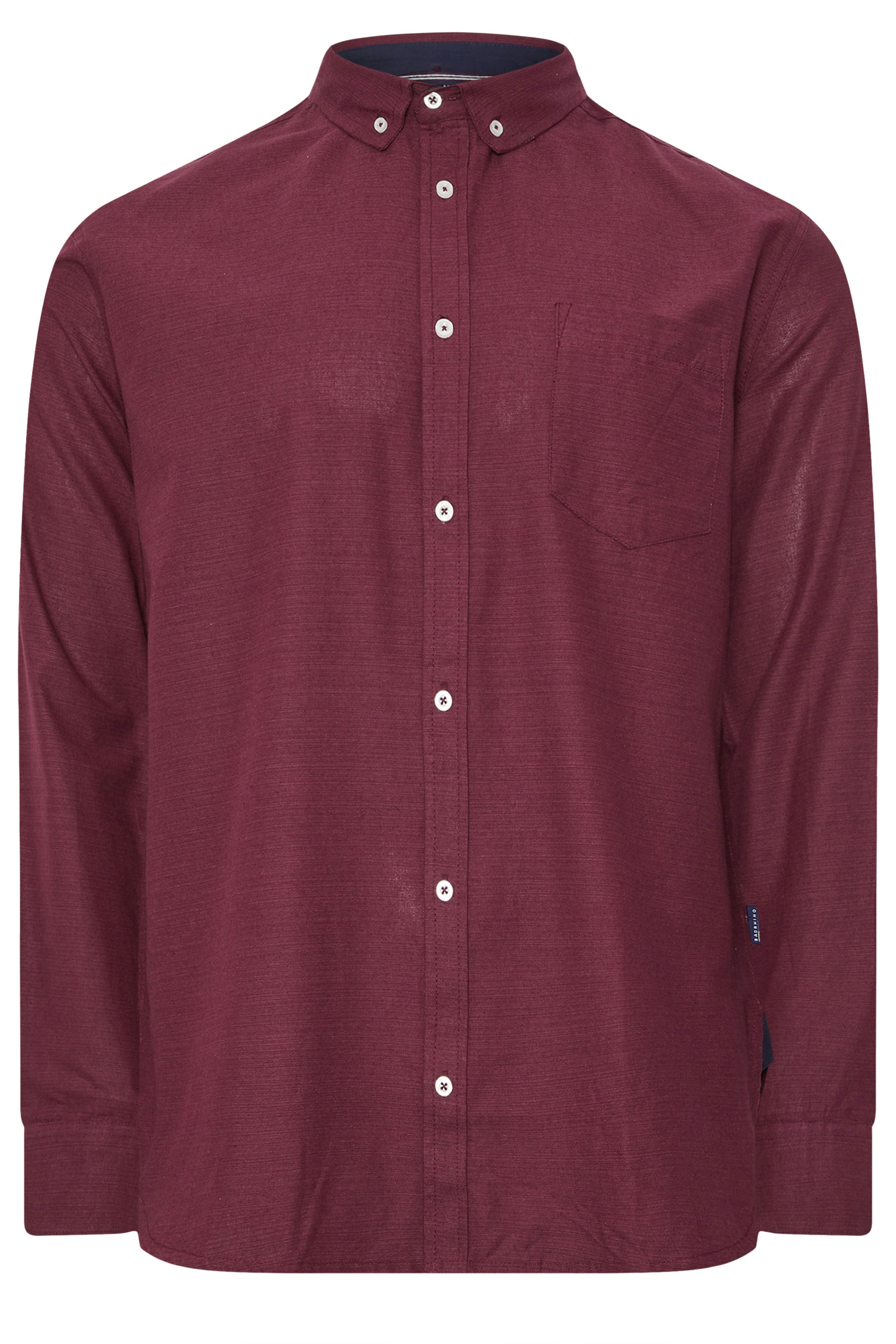 BadRhino Big & Tall Burgundy Red Long Sleeve Slub Shirt | BadRhino 7