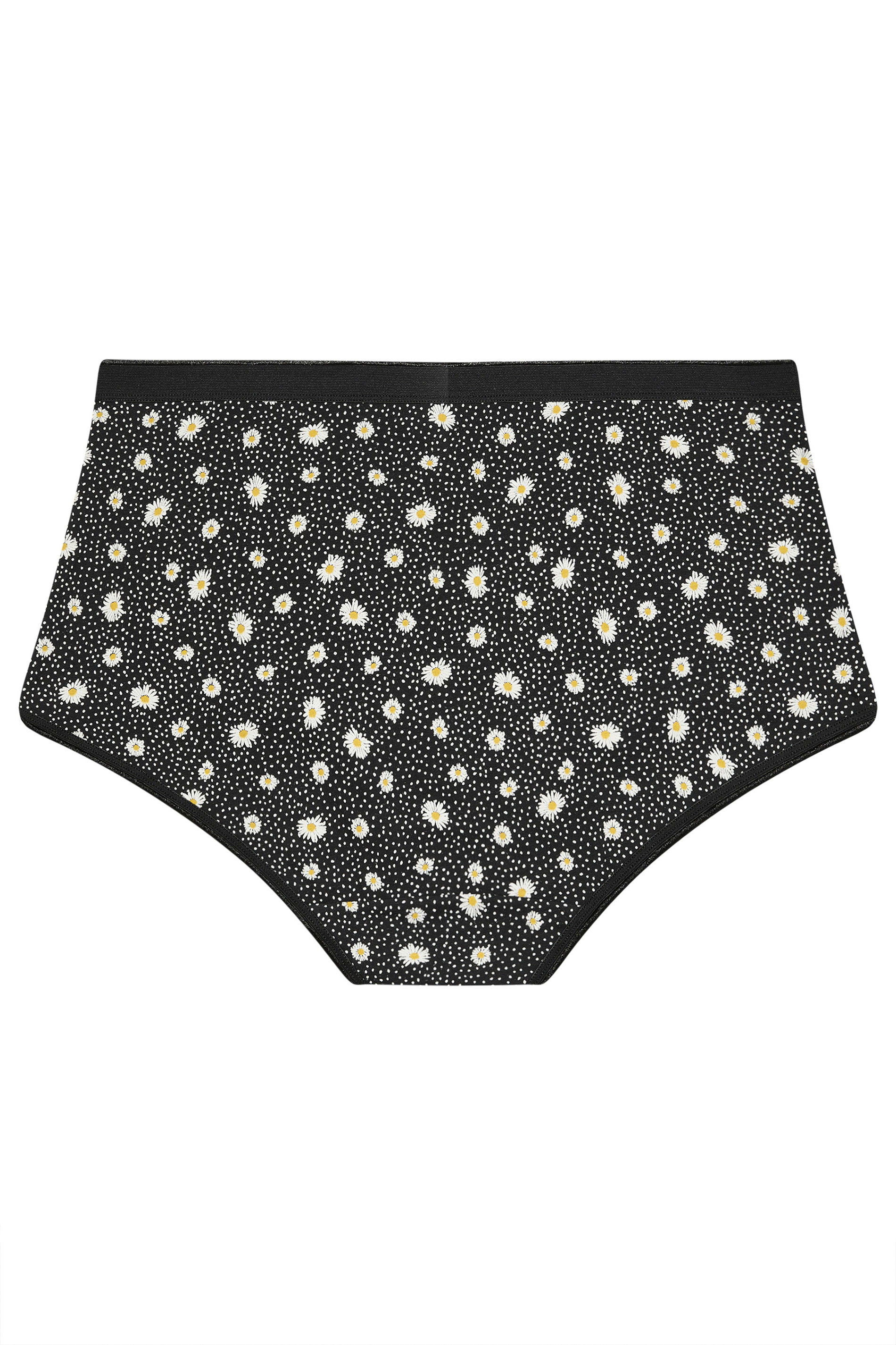 YOURSET 5 PACK Plus Size Black & Yellow Daisy Full Briefs | Yours Clothing 8