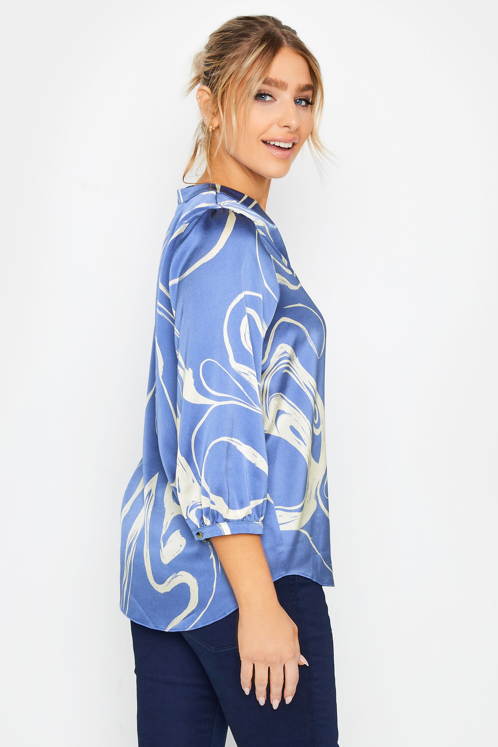 M&Co Blue Abstract Print 3/4 Sleeve Blouse | M&Co 3