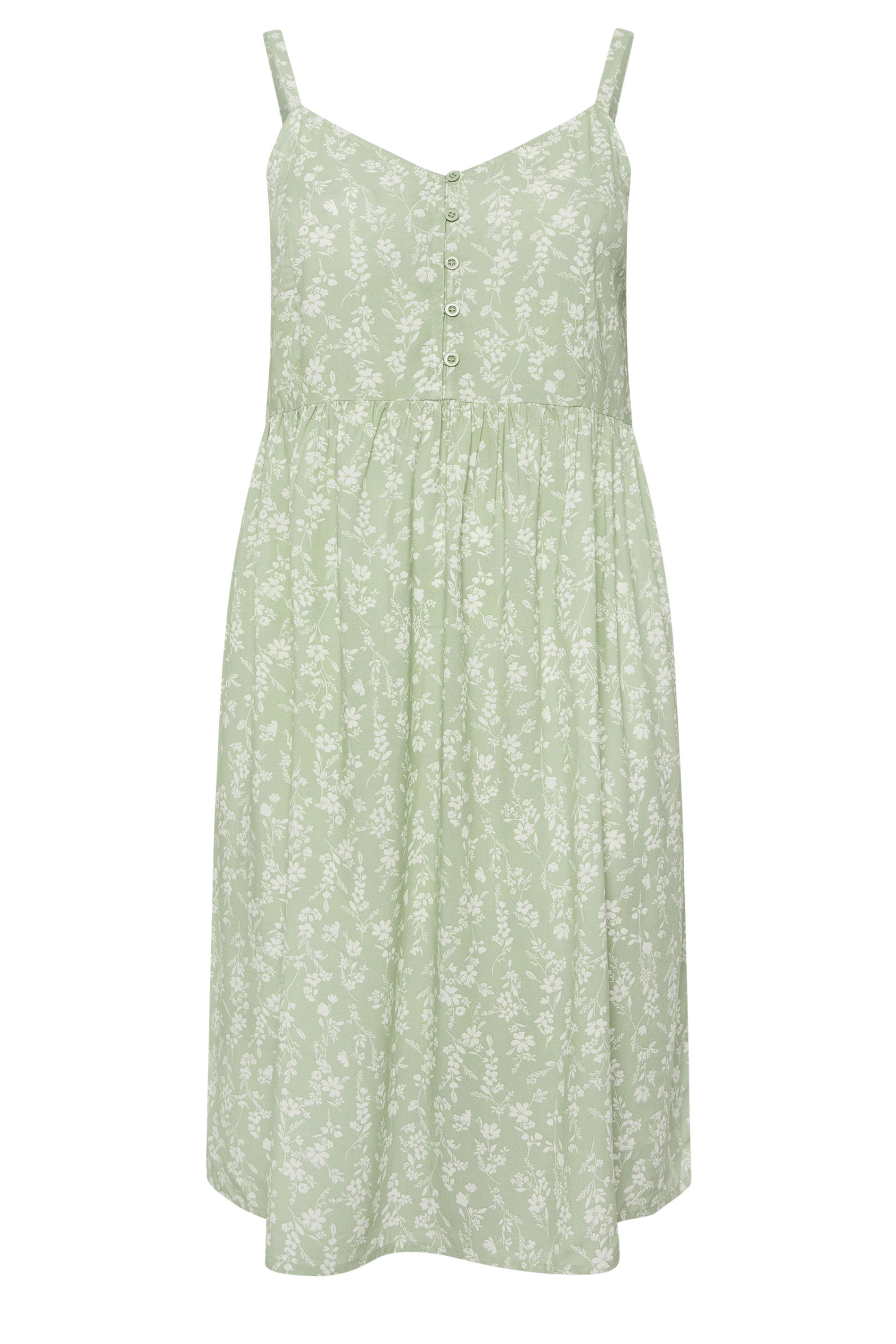 YOURS Plus Size Sage Green Ditsy Floral Strappy Sundress | Yours Clothing 7
