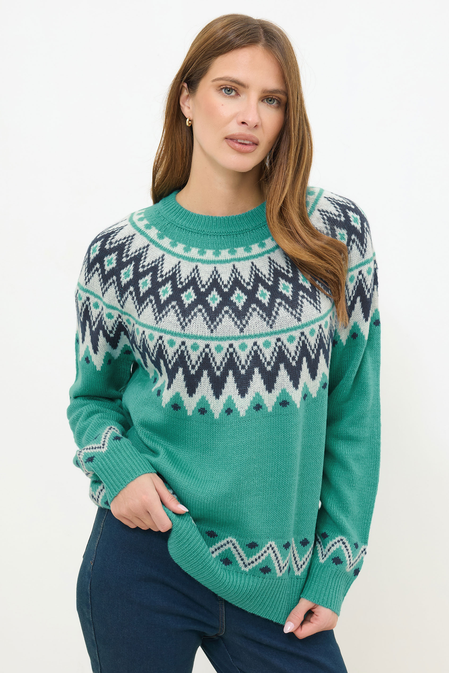 M&Co Teal Green Fairisle Jumper | M&Co 3