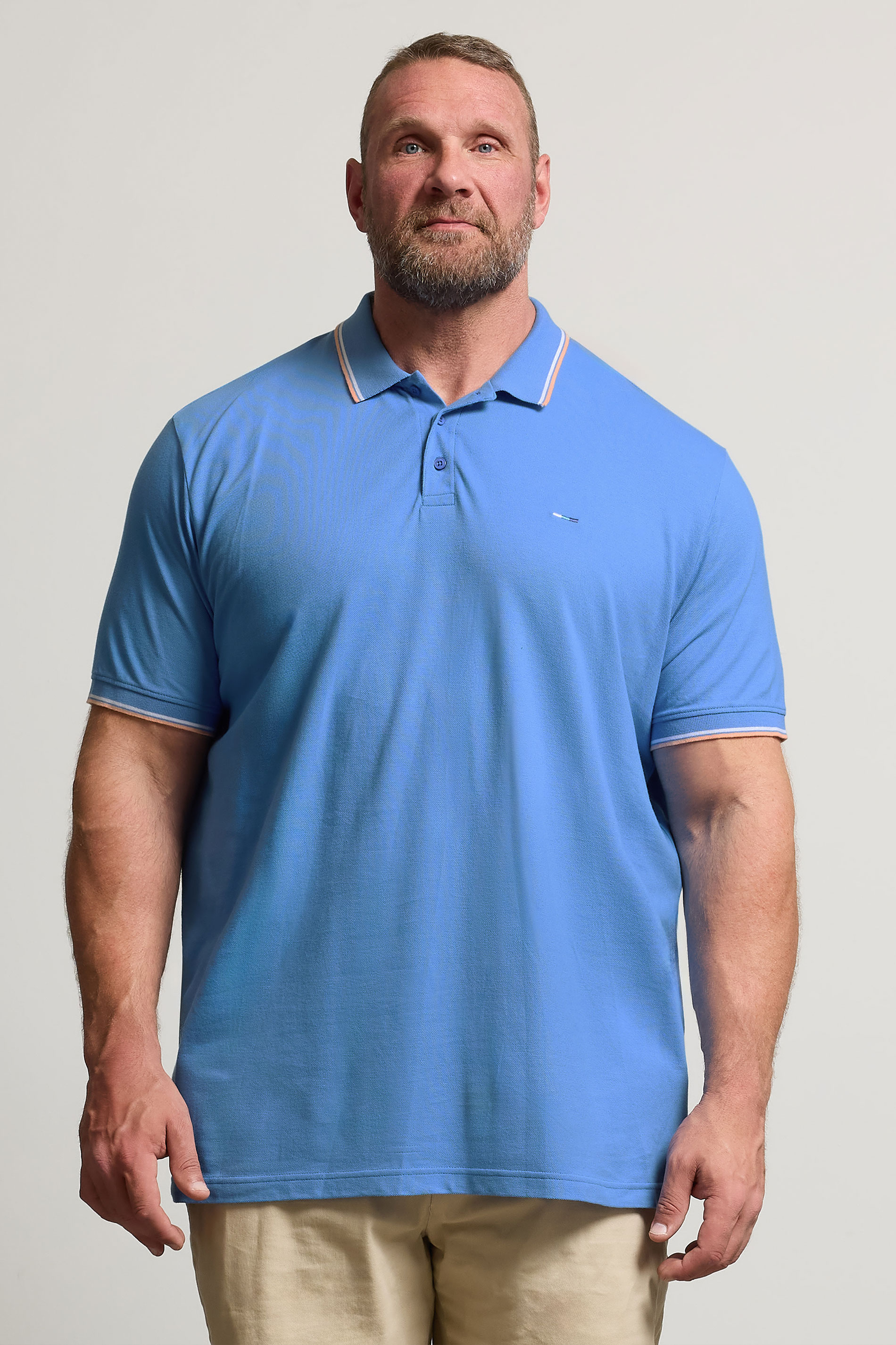 BadRhino Big & Tall Light Blue Tipped Polo Shirt | BadRhino 1