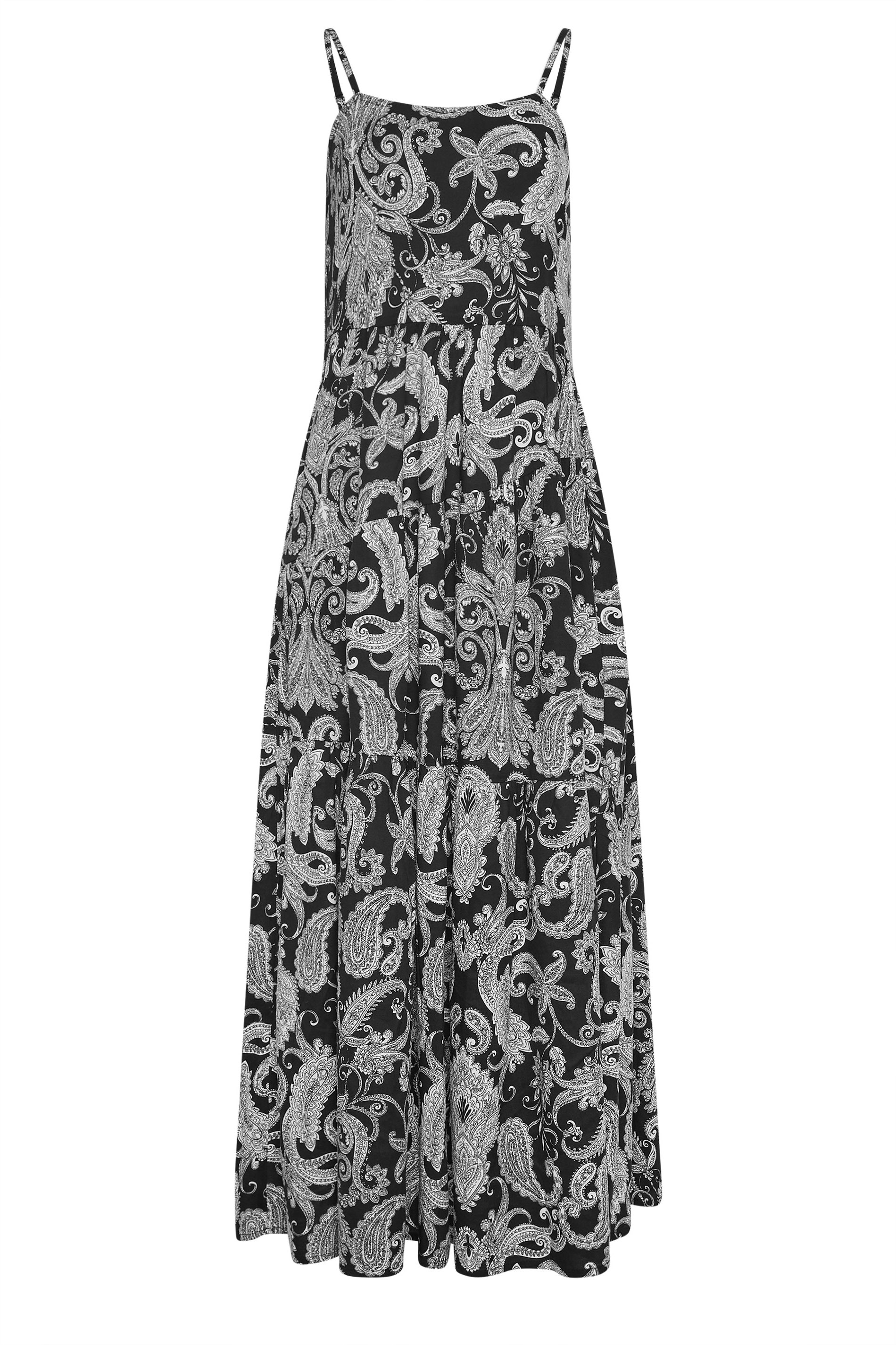 LTS Tall Women's Black Paisley Print Strappy Midi Dress | Long Tall Sally 6