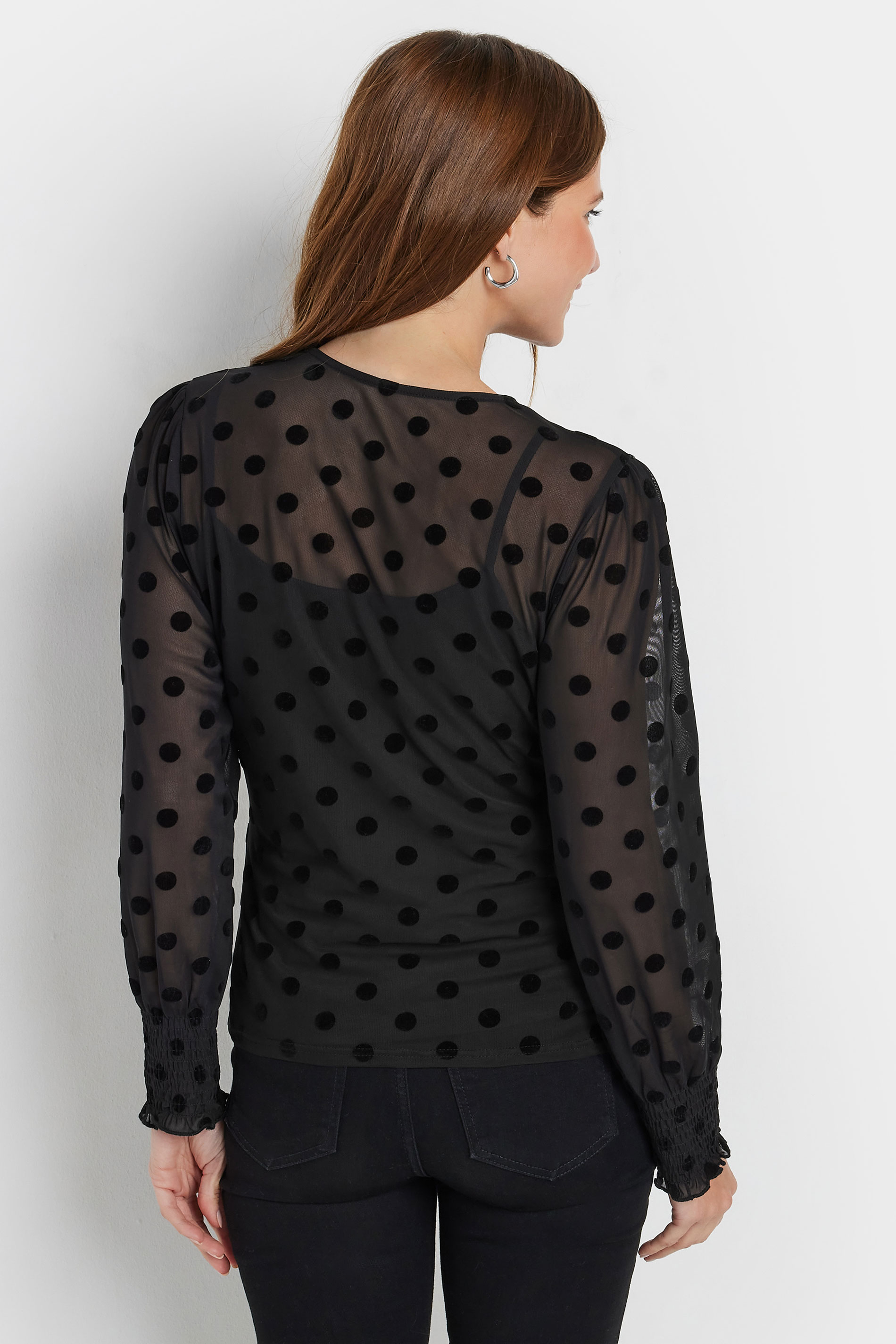 M&Co Black Spot Print Mesh Top | M&Co 4