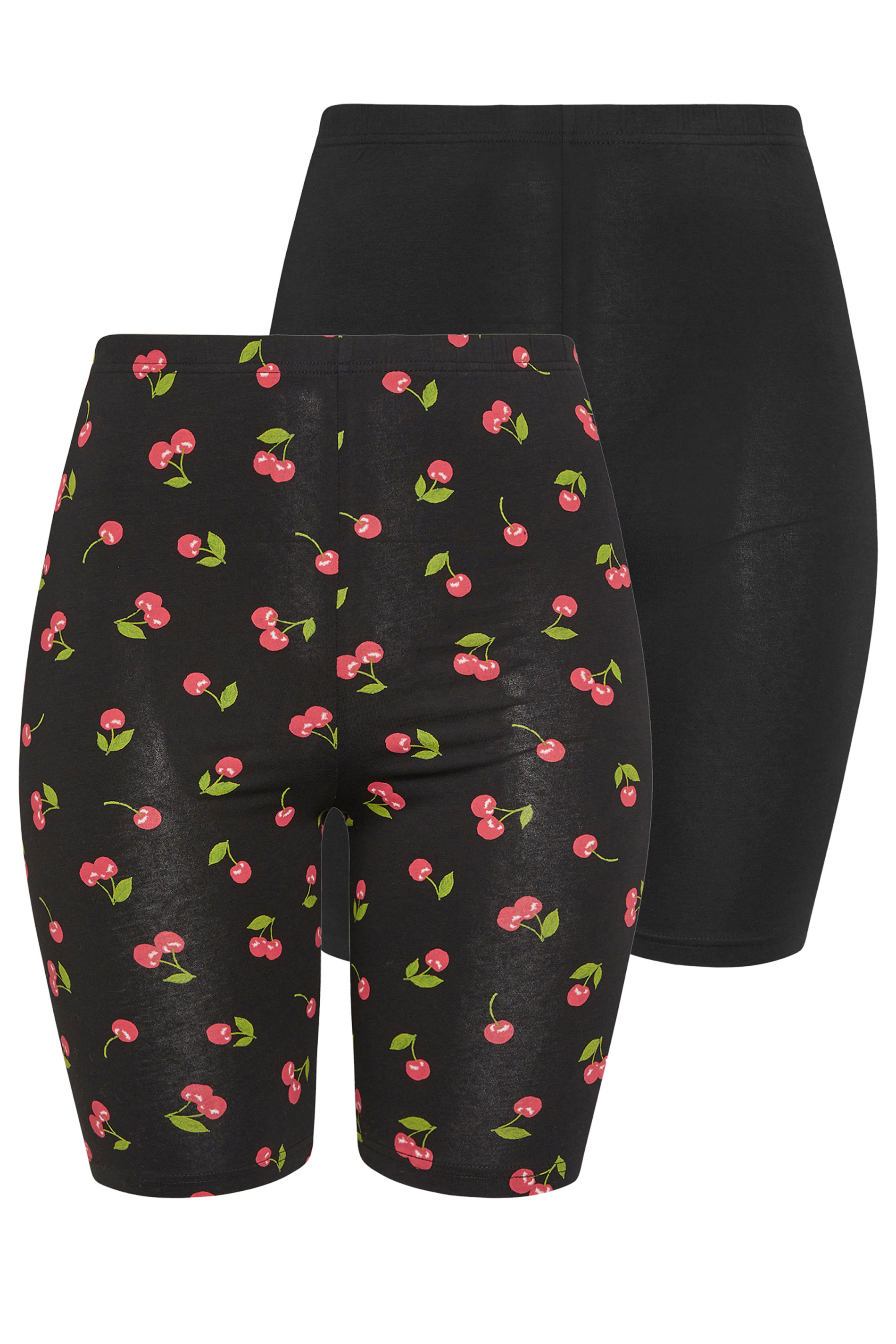 YOURSET 2 PACK Plus Size Black Cherry Cycling Shorts | Yours Clothing 8