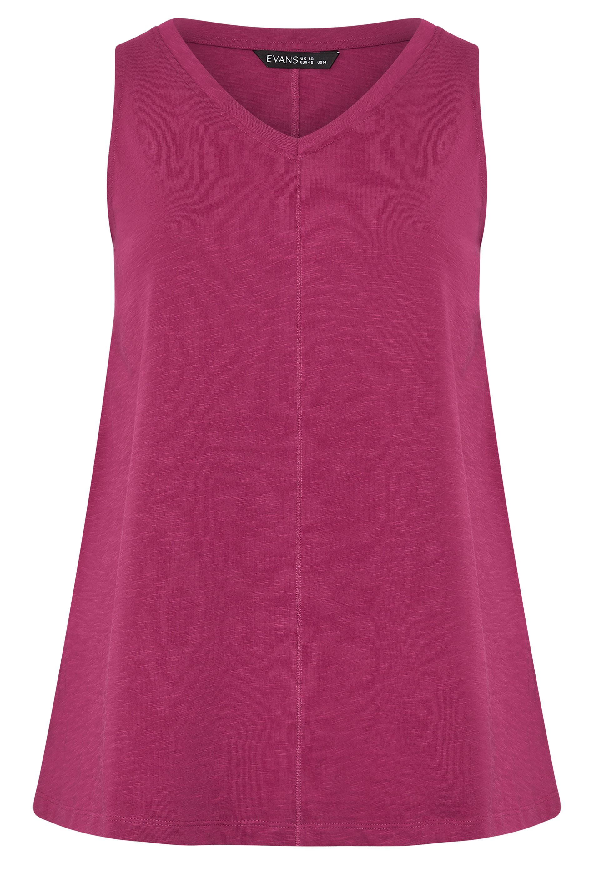 EVANS Plus Size Berry Red Premium Cotton Vest Top | Evans 5