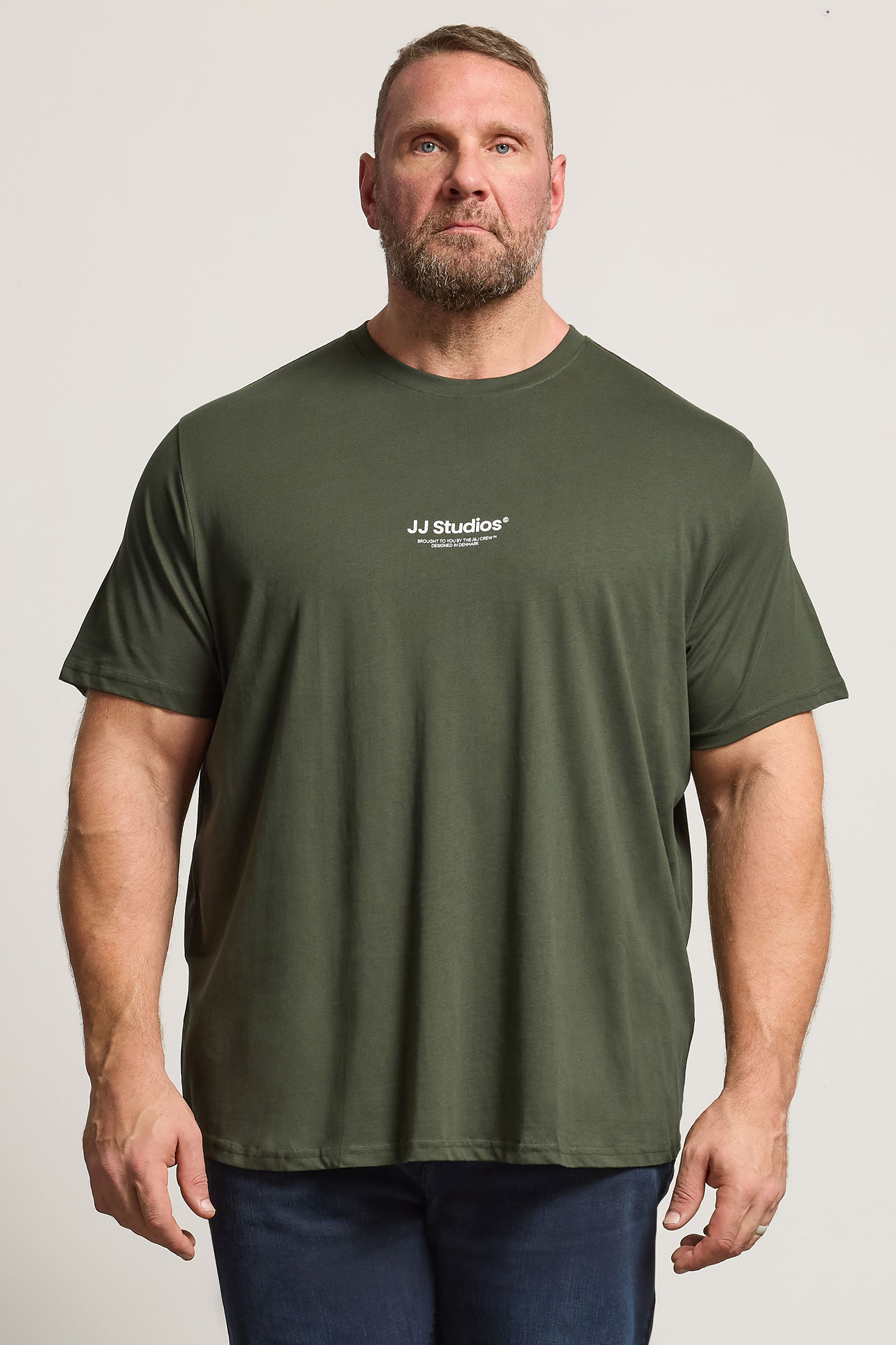 JACK & JONES Big & Tall Green JJ Studio T-Shirt | BadRhino 3