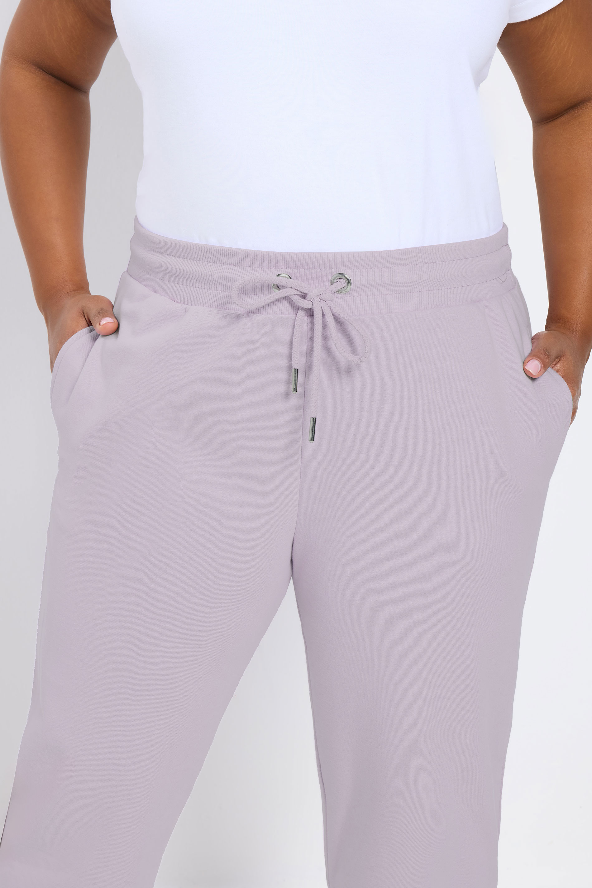 YOURS Plus Size Purple Tie Waist Joggers | Yours Clothing 5
