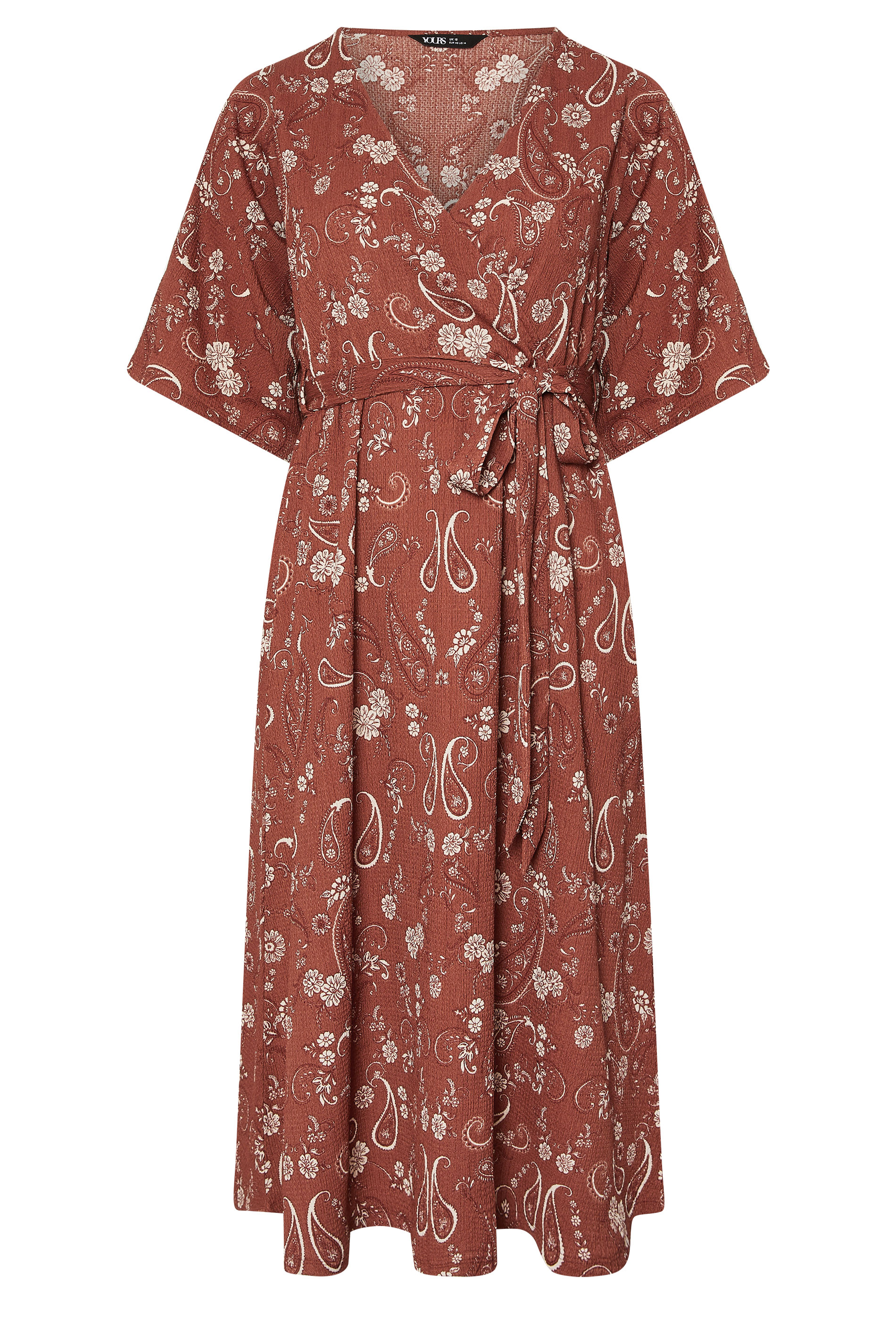 YOURS Plus Size Orange Paisley Kimono Sleeve Maxi Wrap Dress | Yours Clothing 5