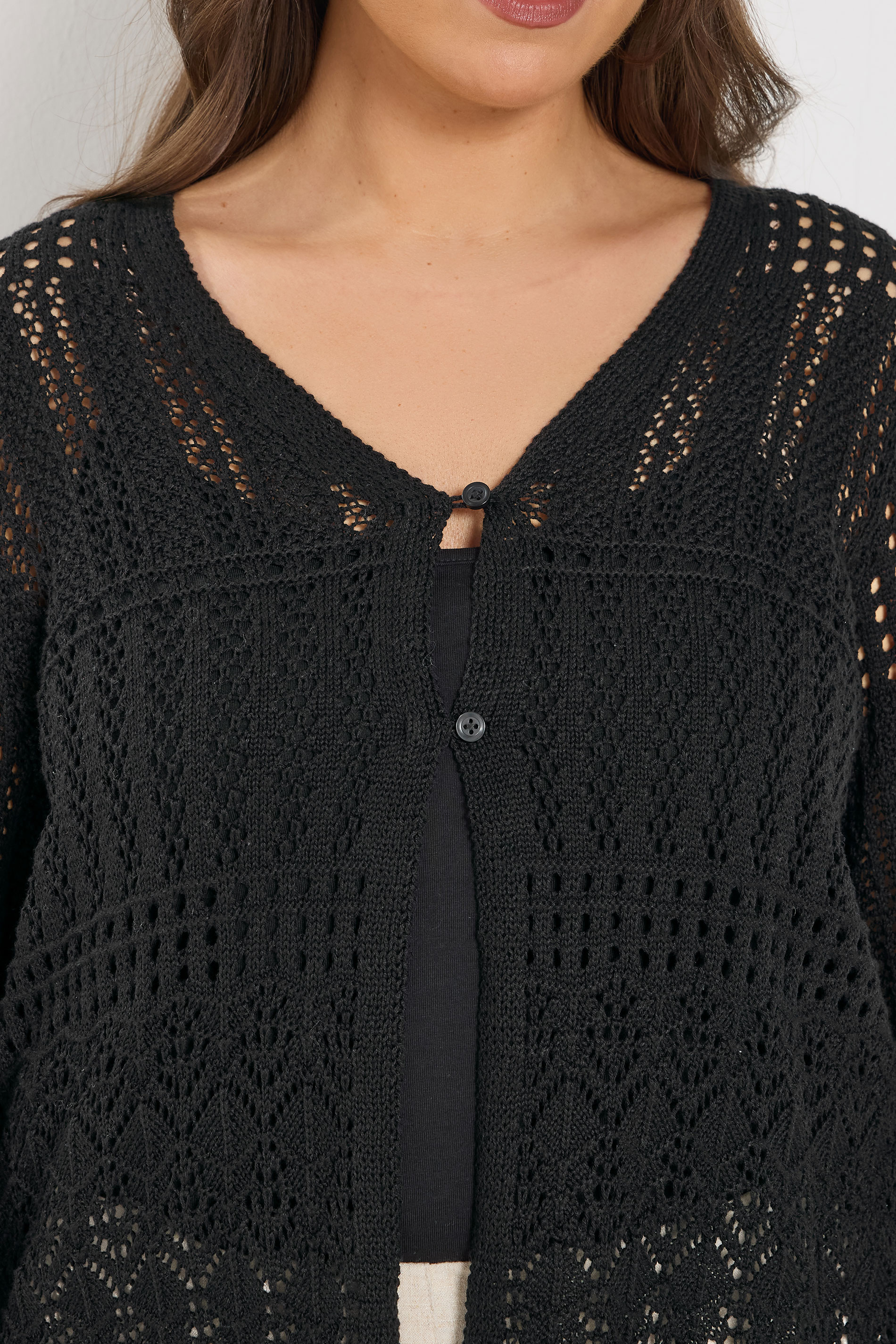 YOURS Plus Size Black Pointelle Knitted Cardigan | Yours Clothing 4