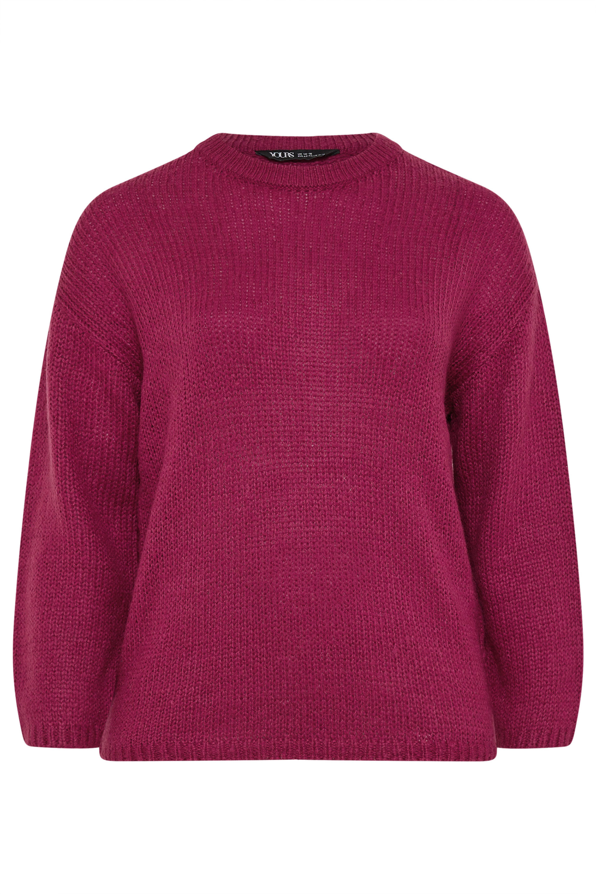 YOURS Plus Size Dark Pink Soft Touch Knitted Jumper | Yours Clothing 5