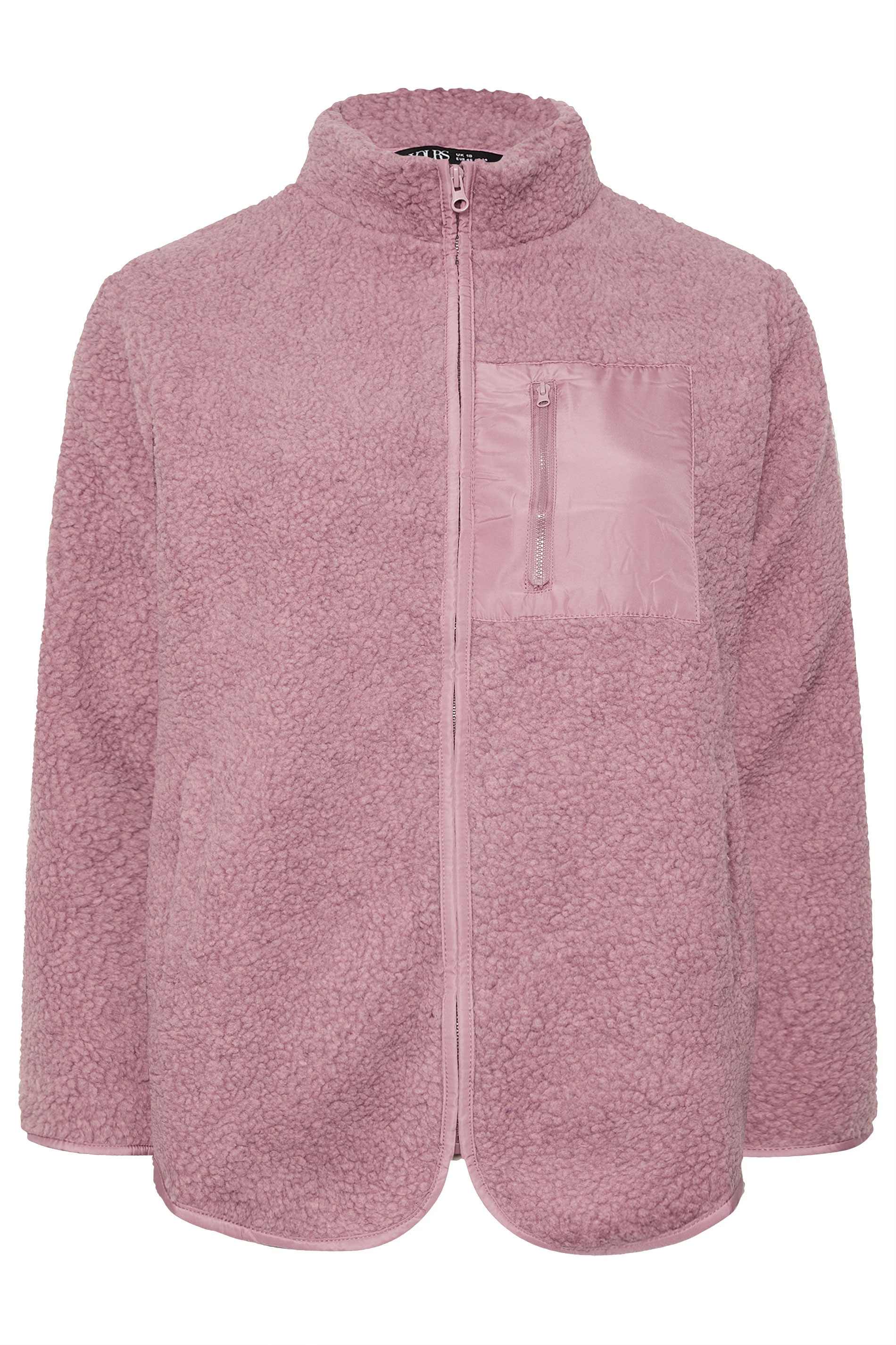 YOURS Plus Size Pink Pocket Teddy Fleece Jacket | Yours Clothing 7