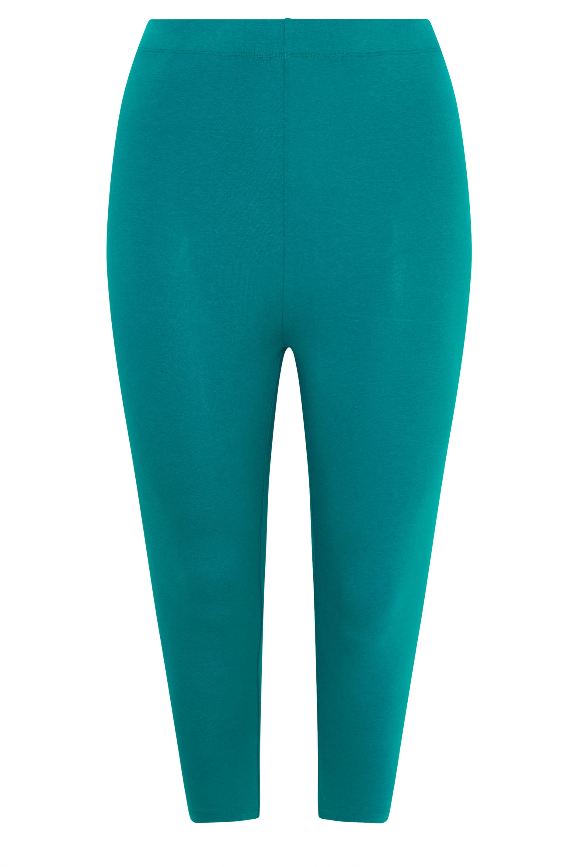 YOURS Plus Size Teal Blue Elasticated Waist Cropped Leggings | Yours Clothing 5