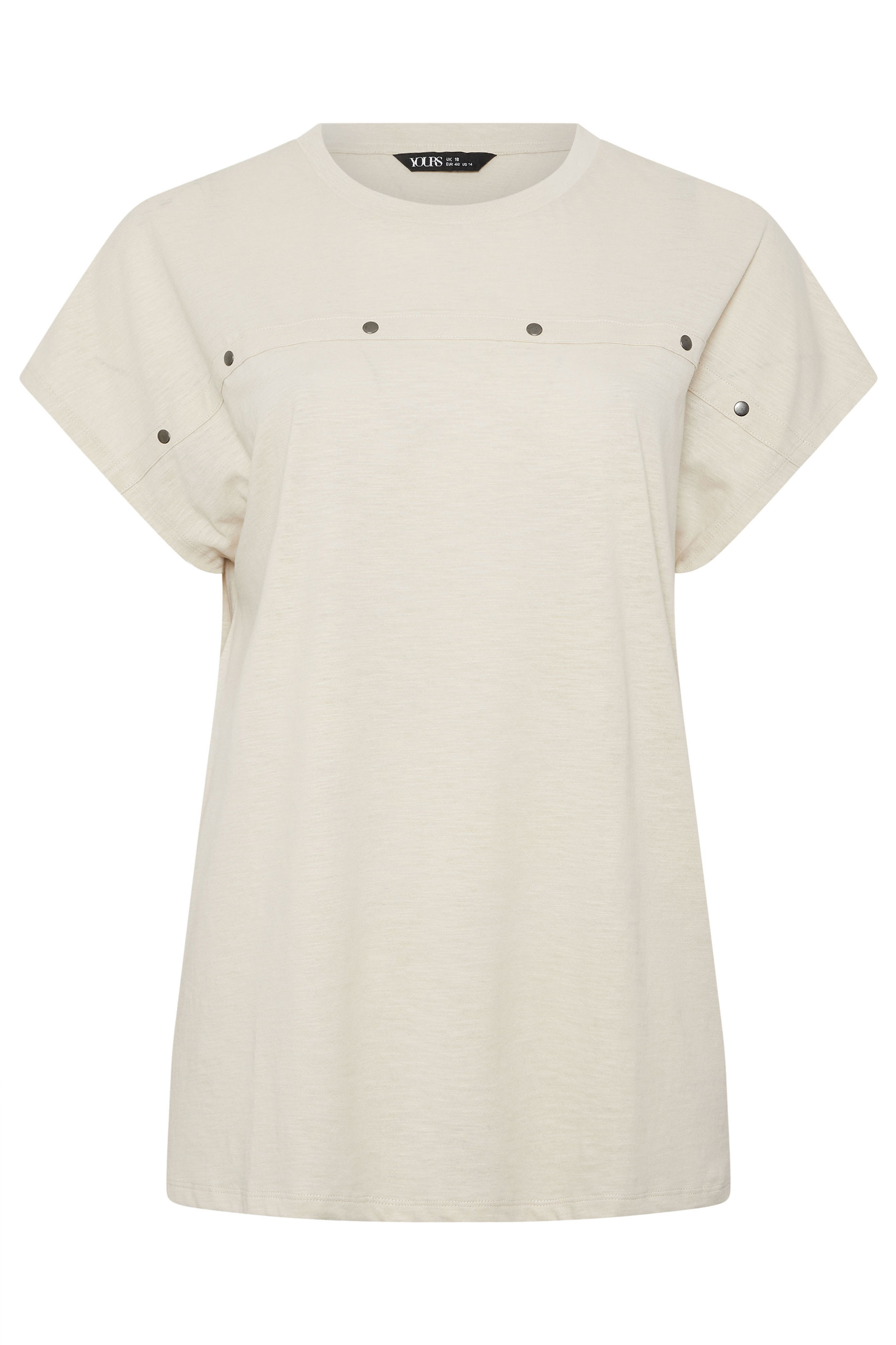 YOURS Plus Size Ivory White Stud Grown-On Sleeve T-Shirt | Yours Clothing 5