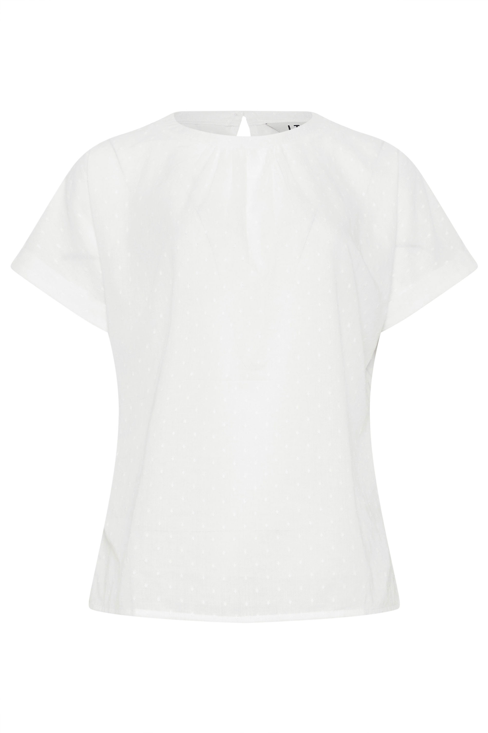 LTS Tall Women's White Short Sleeve Cotton Dobby Top | Long Tall Sally 5