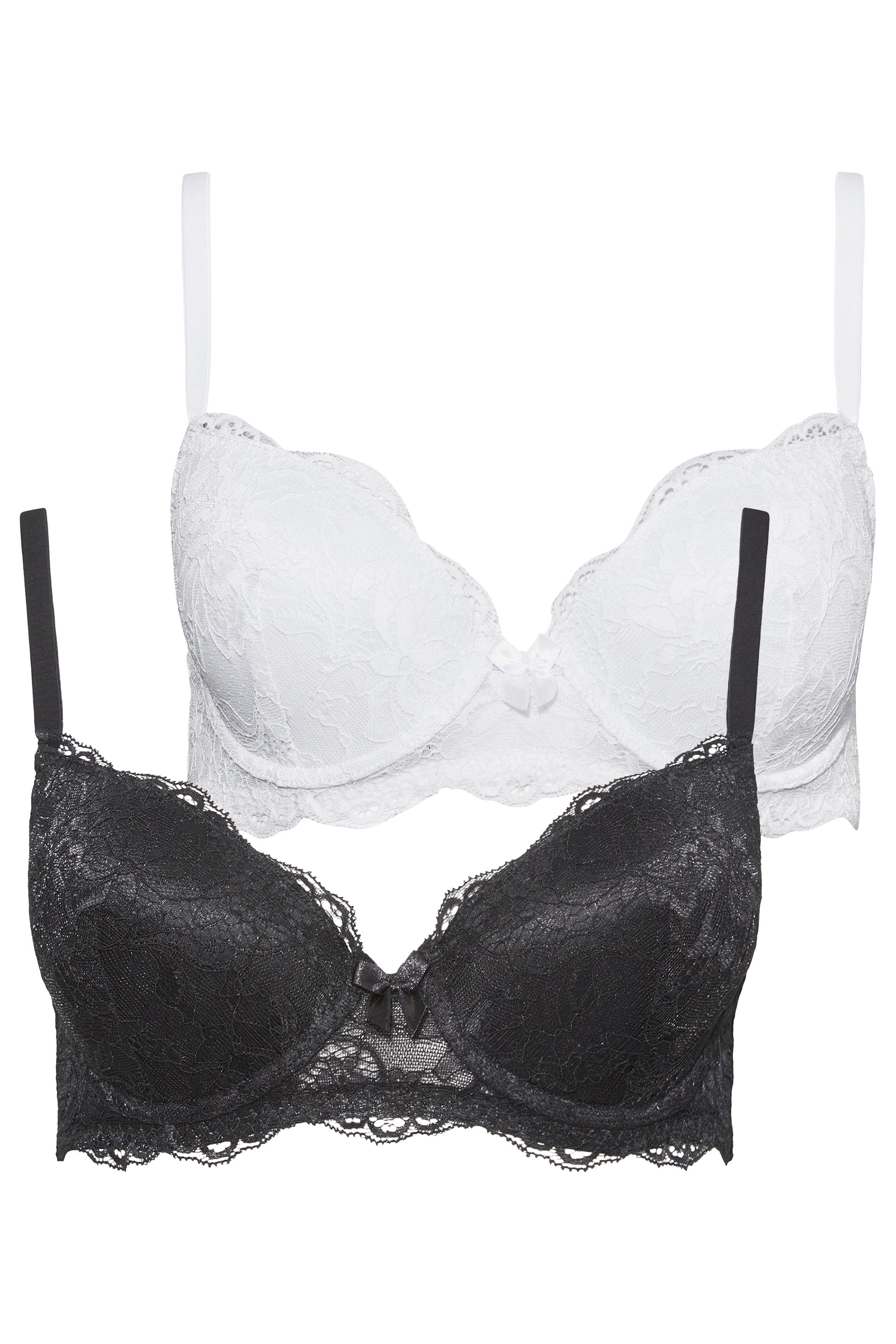 LTS Tall Women's 2 Pack Black & White Lace T-Shirt Bras | Long Tall Sally 3