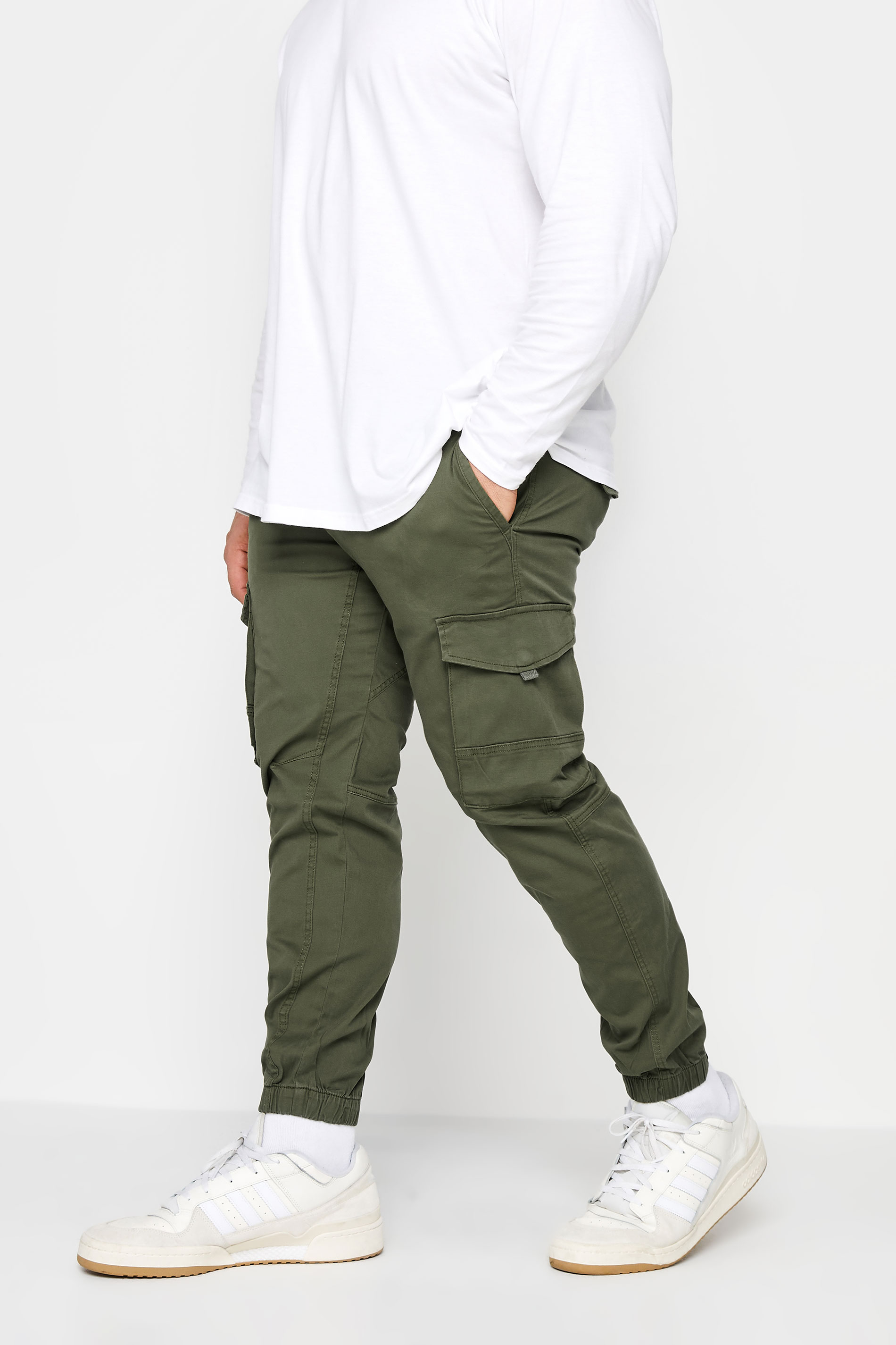 JACK & JONES Olive Green Cargo Trousers | BadRhino 3