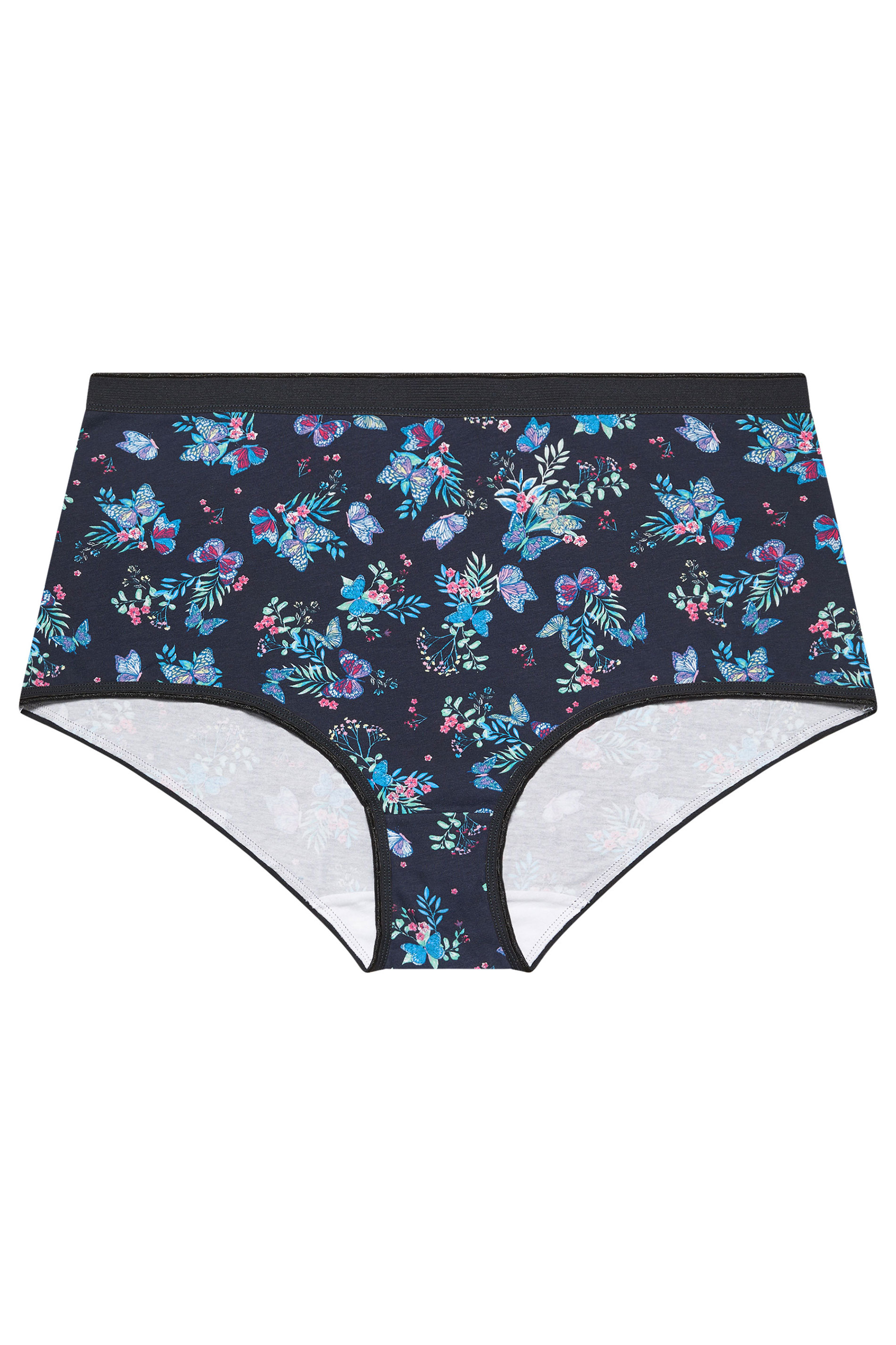YOURSET 5 PACK Plus Size Pink & Navy Blue Floral Butterfly Full Briefs | Yours Clothing 7