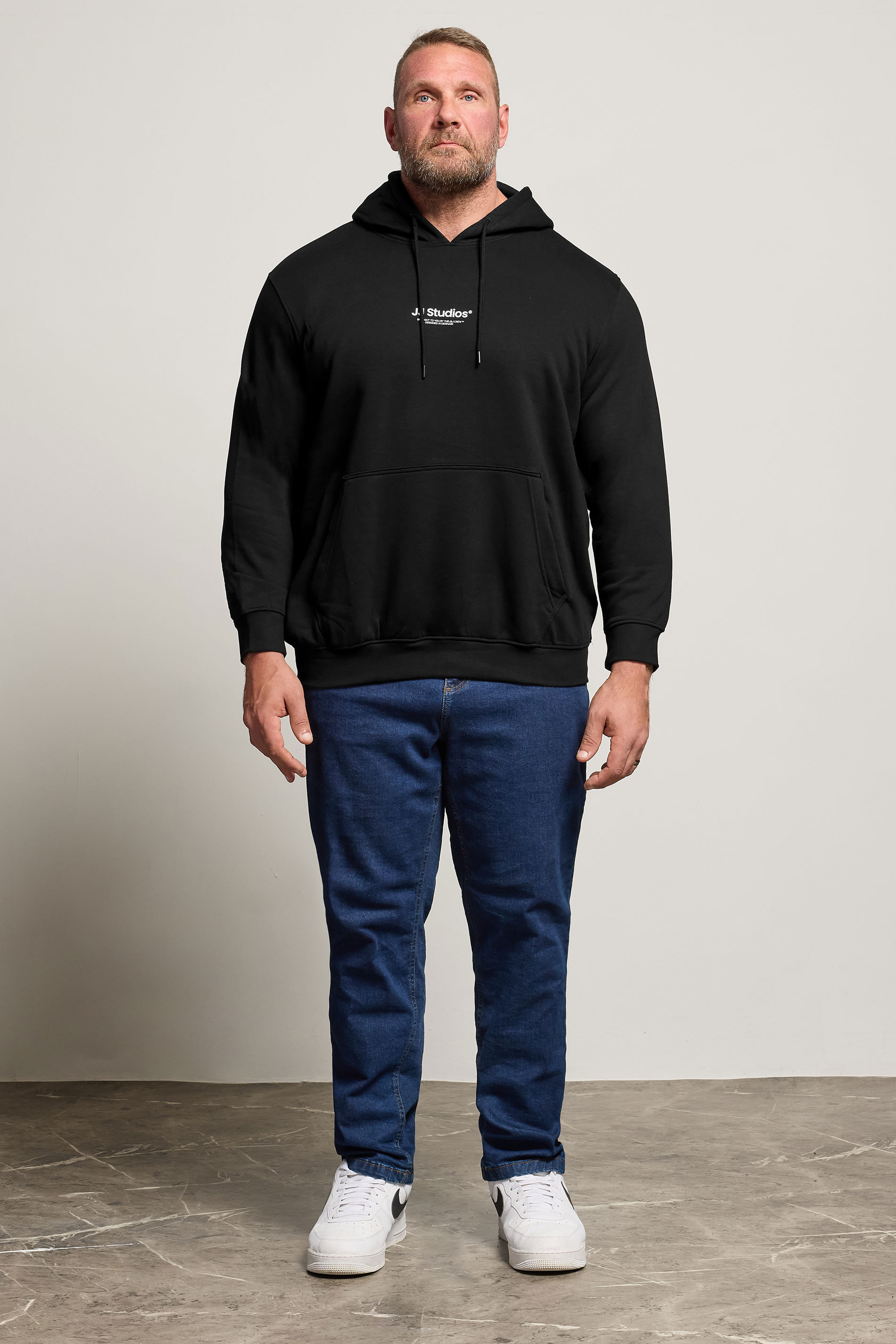 Jack & Jones Big & Tall Black JJ Studio Hoodie | BadRhino 1