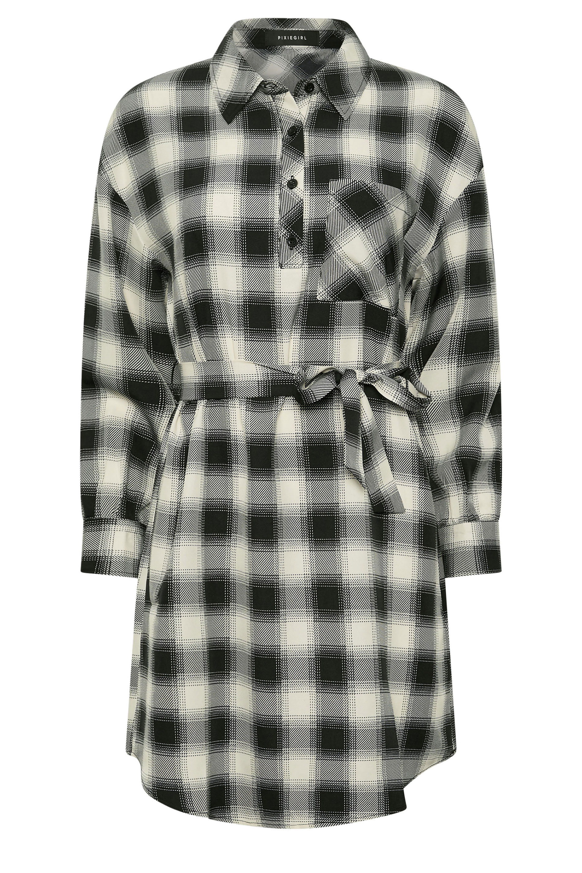 PixieGirl Petite Women's Black Check Print Shirt Dress | PixieGirl 5