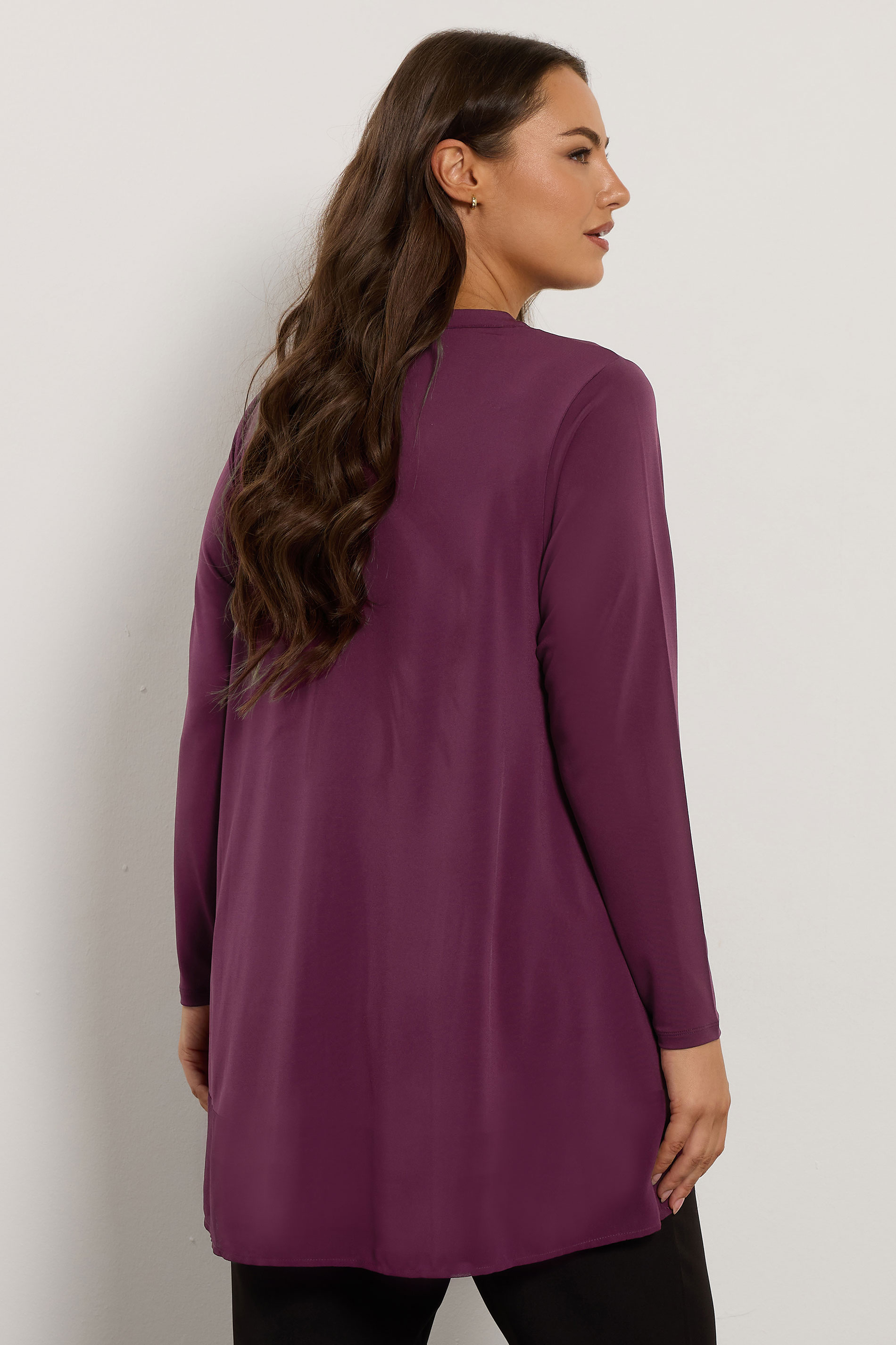 EVANS Plus Size Purple Chiffon Hem Blouse | Evans 2