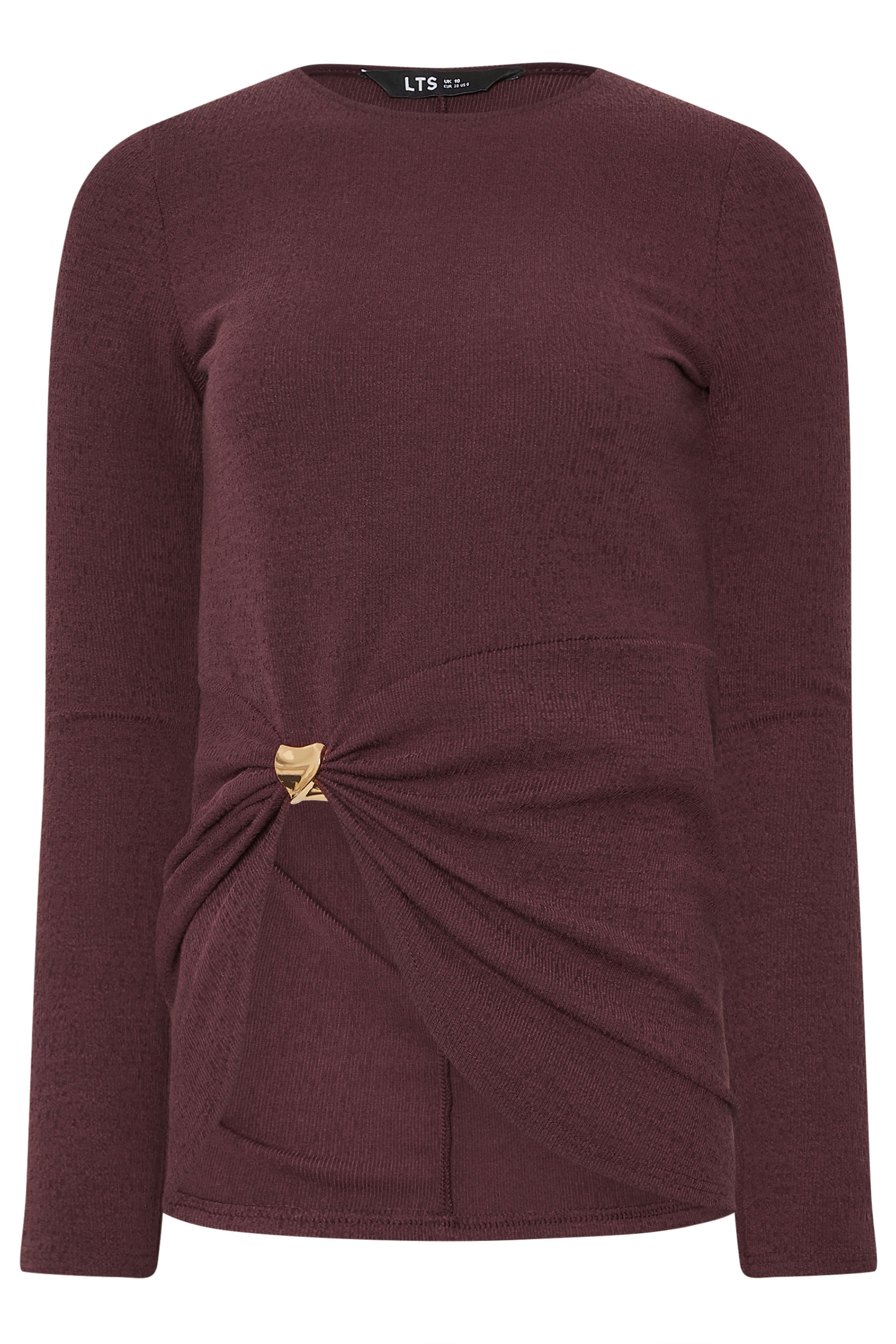LTS Tall Women's Berry Red Metal Trim Textured Top | Long Tall Sally 5
