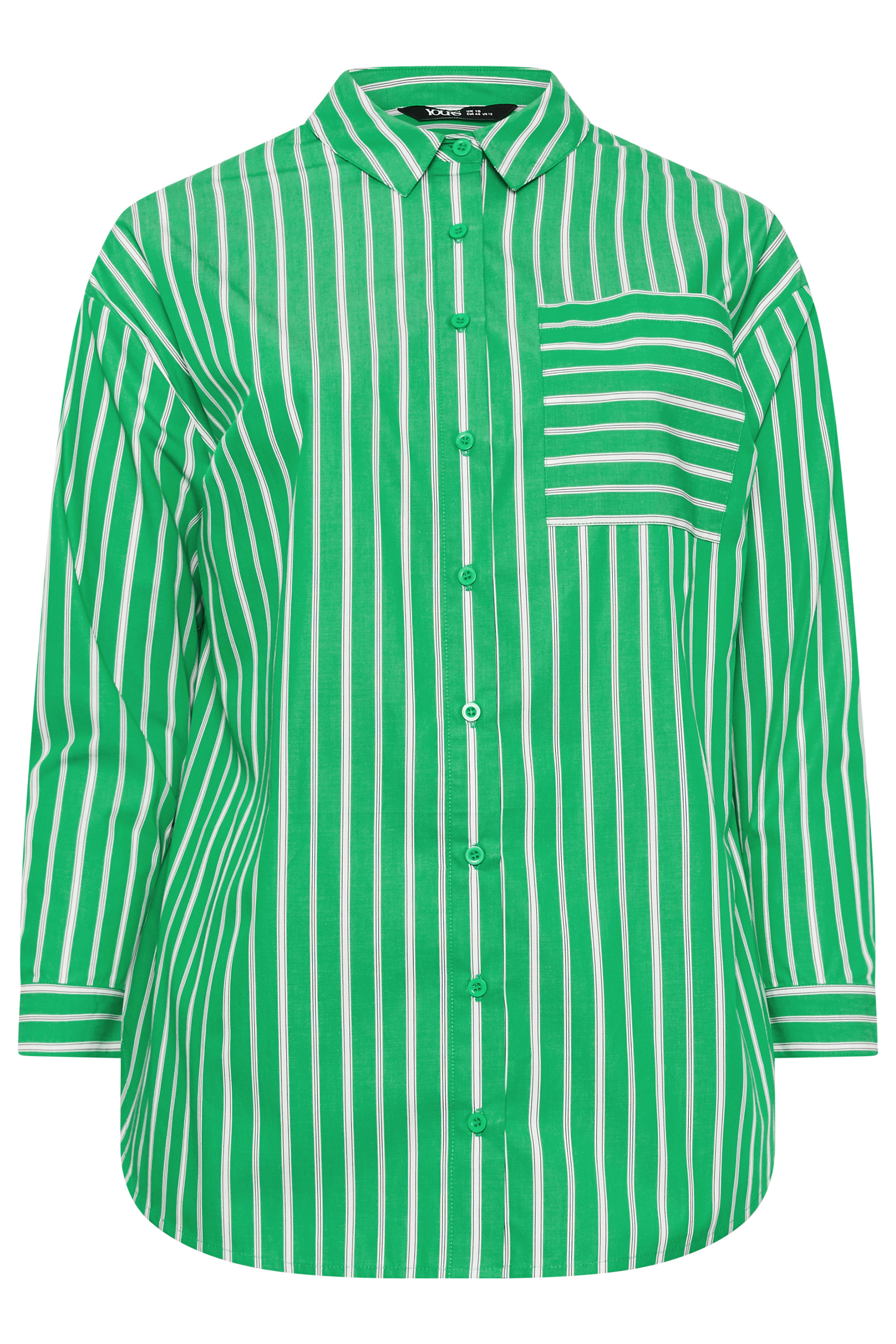 YOURS Plus Size Green & White Striped Shirt | Yours Clothing 6