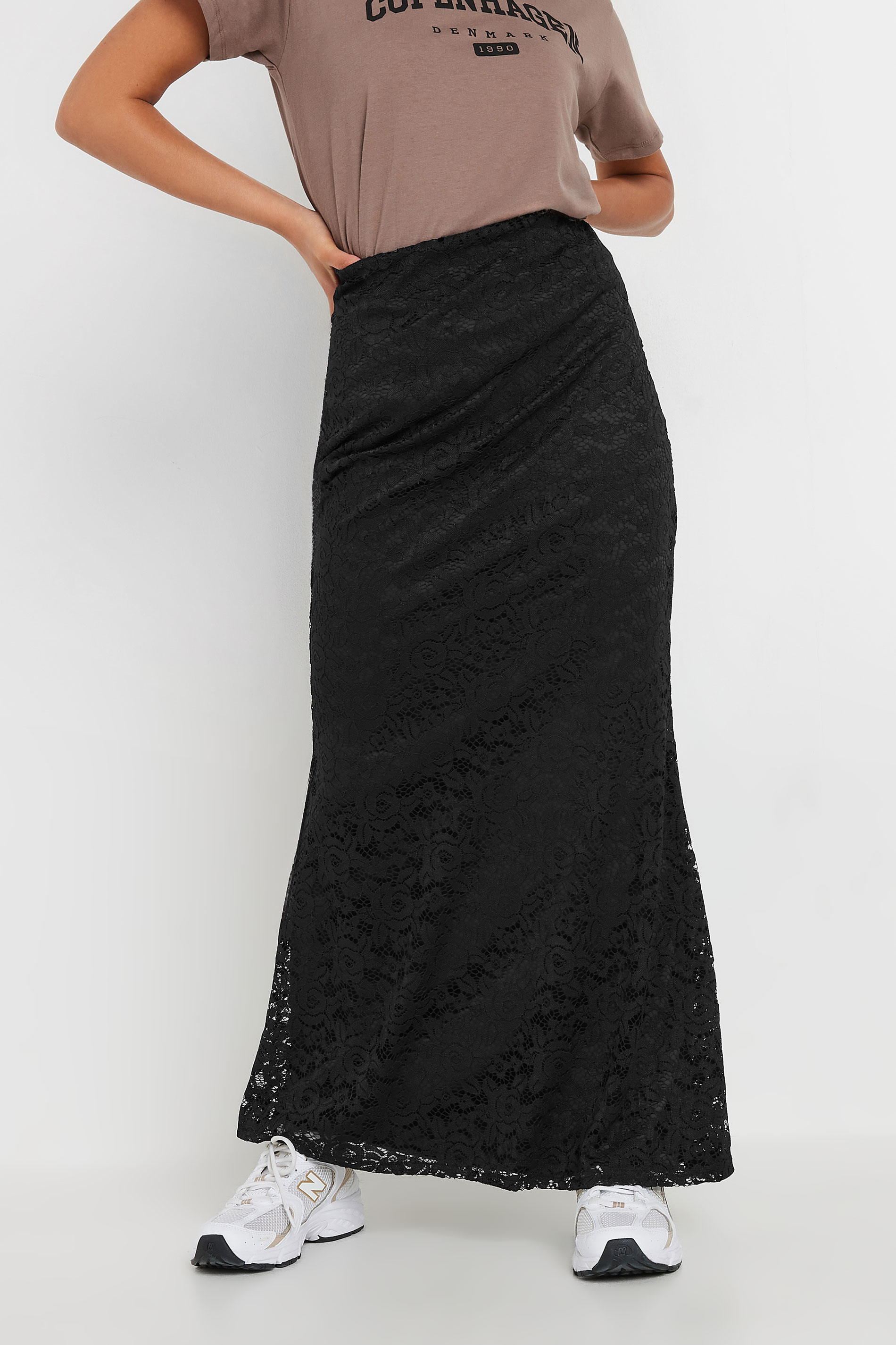 PixieGirl Petite Women's Black Lace Fishtail Maxi Skirt | PixieGirl 2