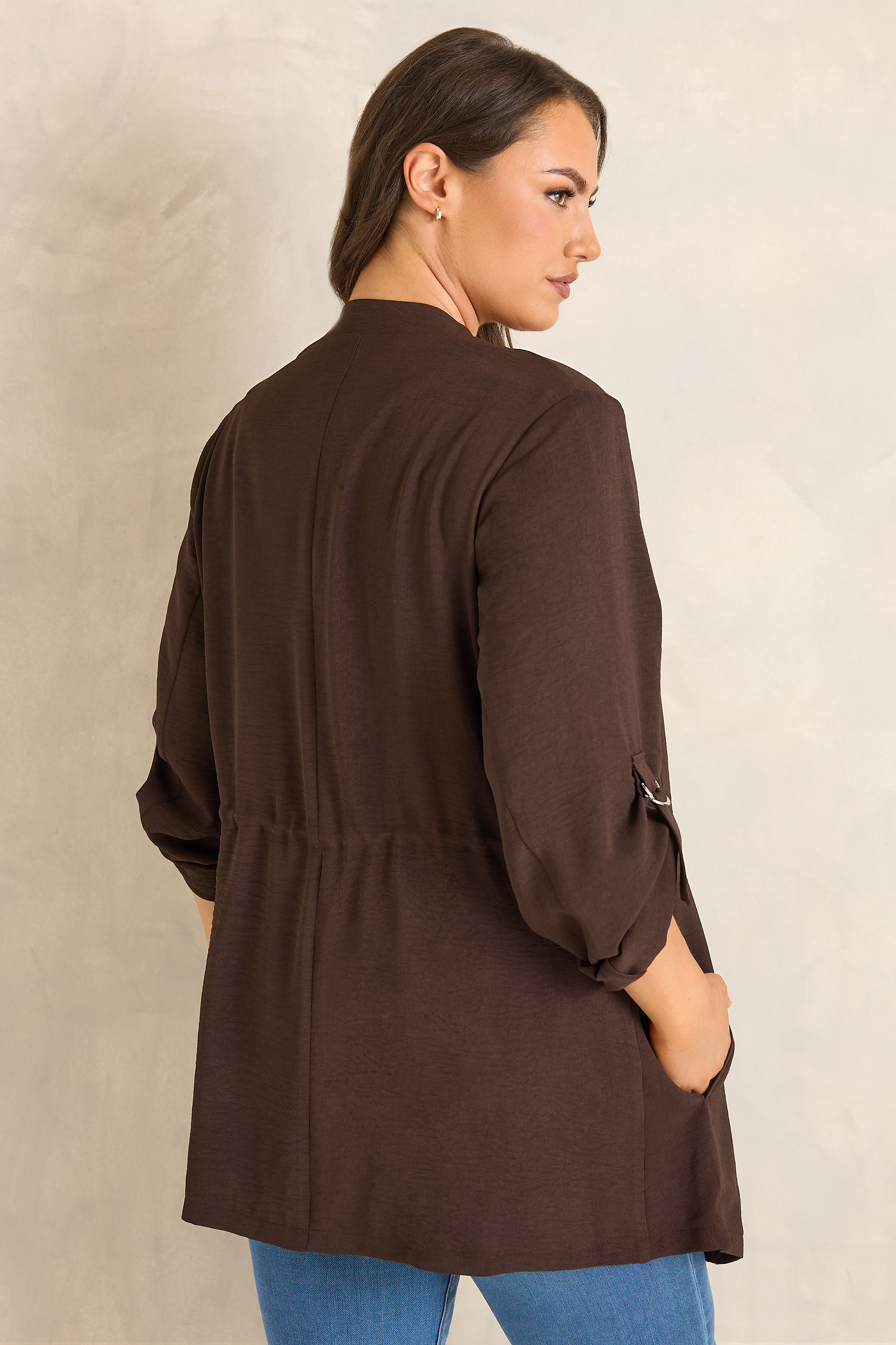 EVANS Plus Size Brown Lightweight Waterfall Jacket | Evans 2