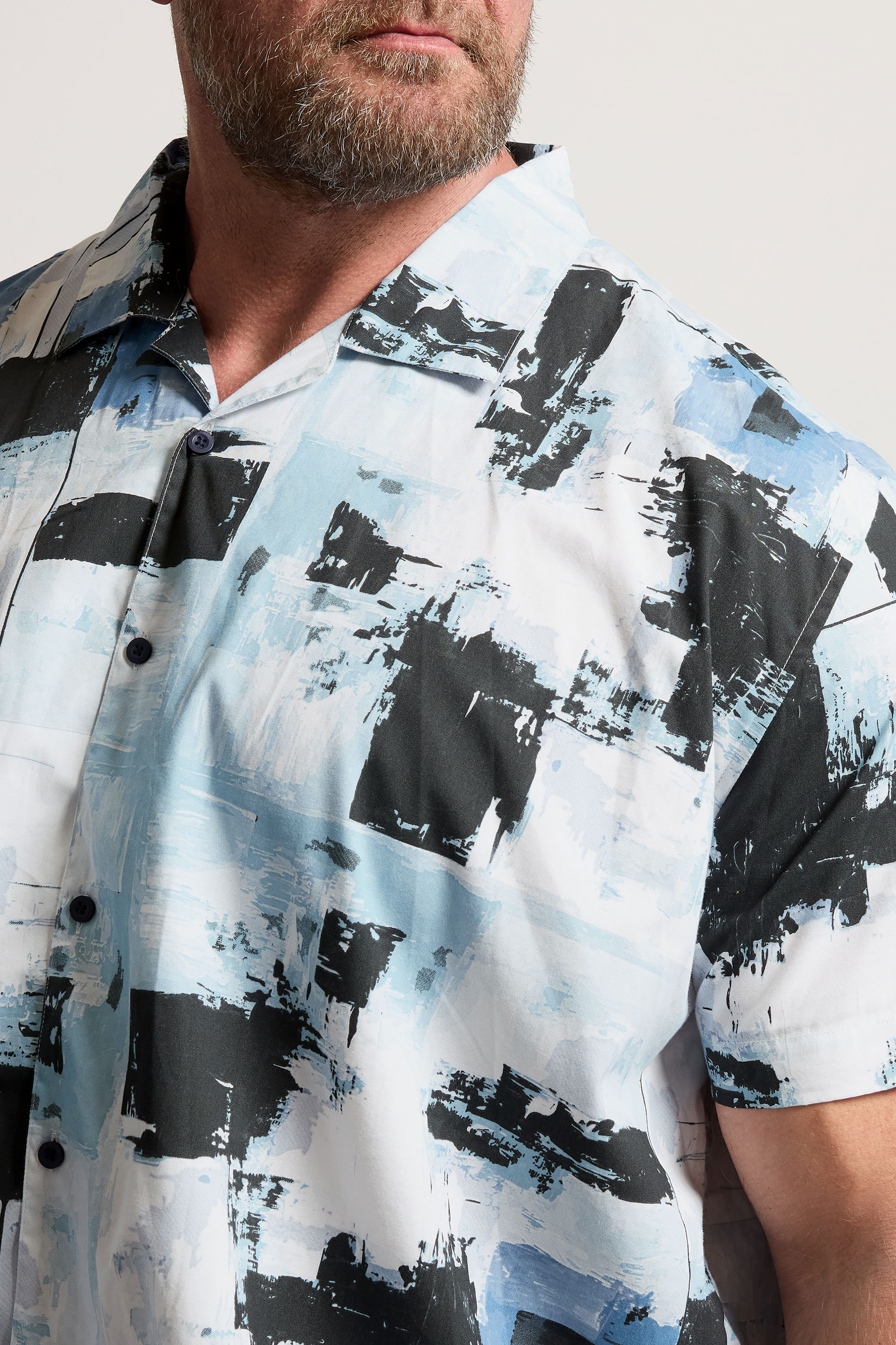 BadRhino Big & Tall Black & Blue Distressed Peached Short Sleeve Shirt | BadRhino 4