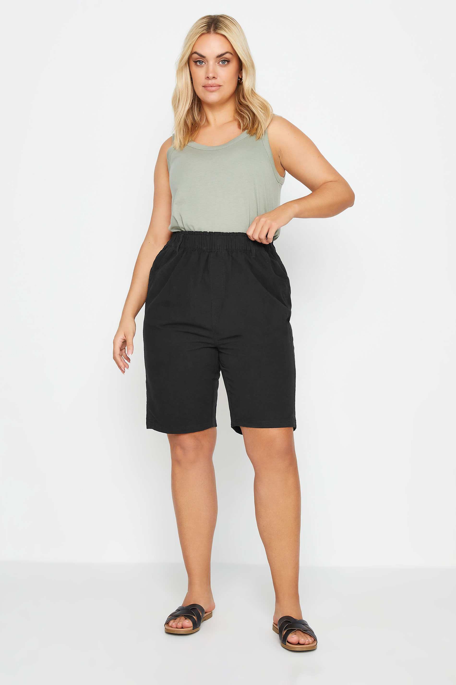 YOURSET 2 PACK Plus Size Black & Navy Blue Cool Cotton Shorts | Yours Clothing 5