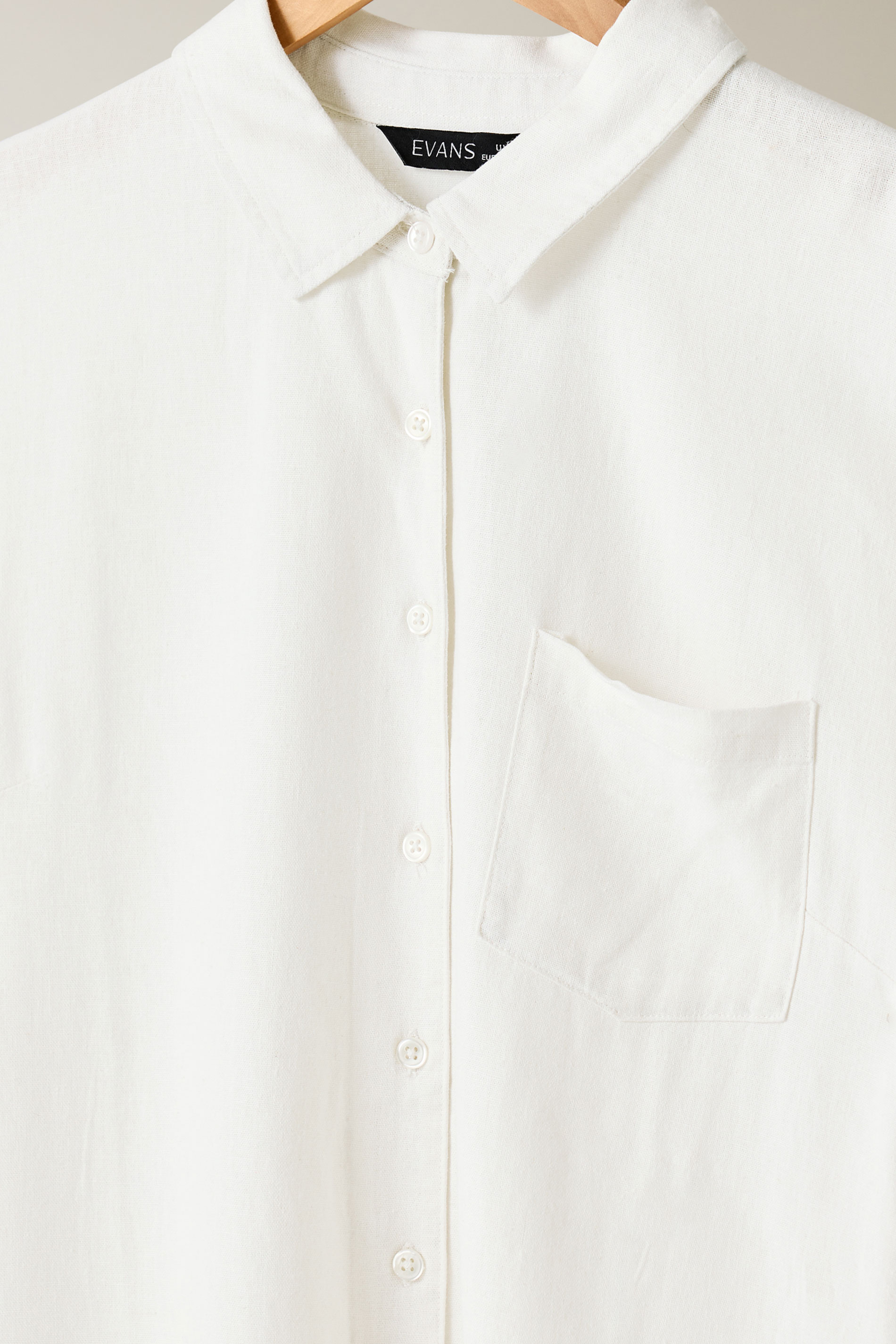 EVANS Plus Size White Long Sleeve Premium Linen Shirt | Evans 7