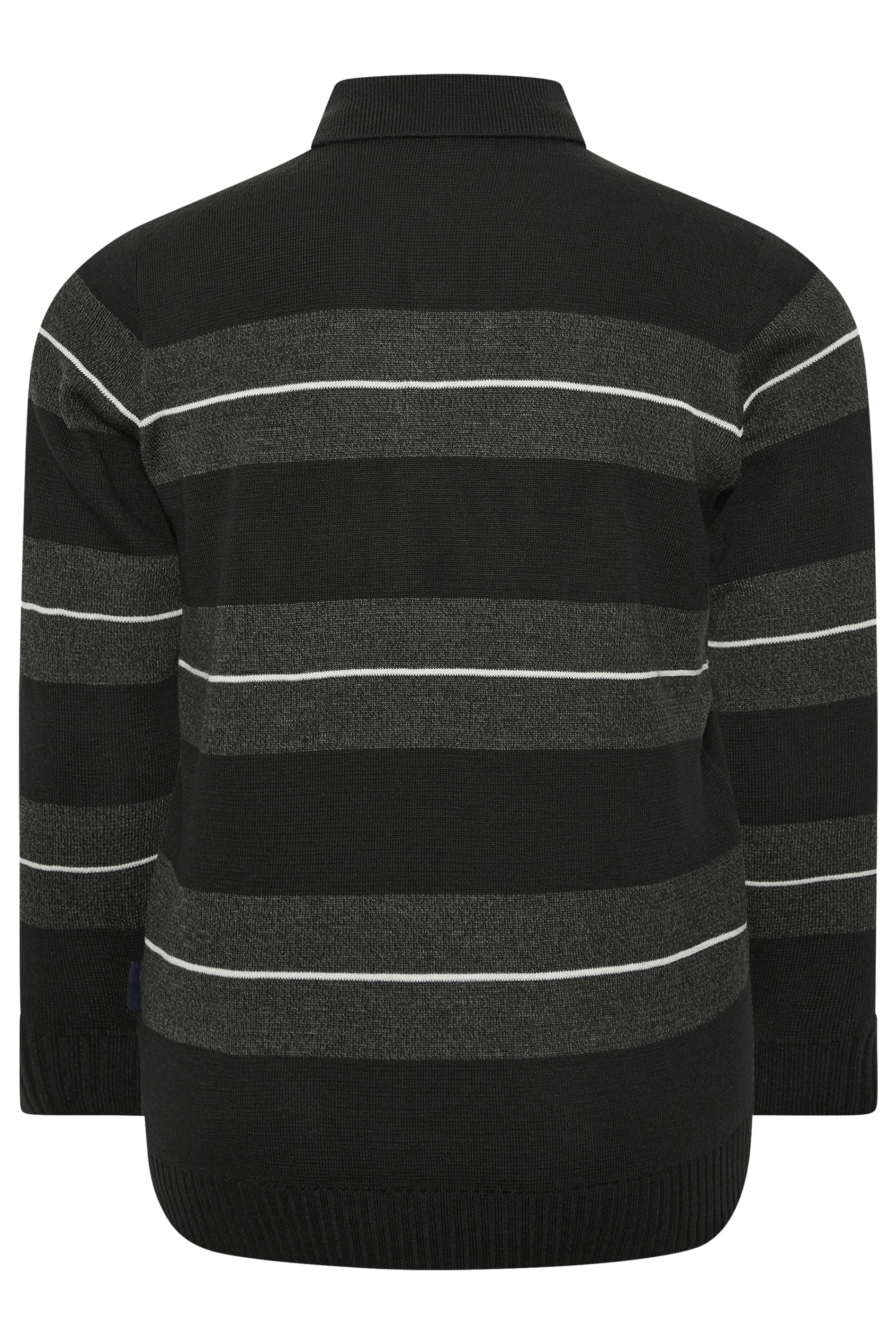 BadRhino Big & Tall Black Stripe Collared Knitted Polo | BadRhino 7