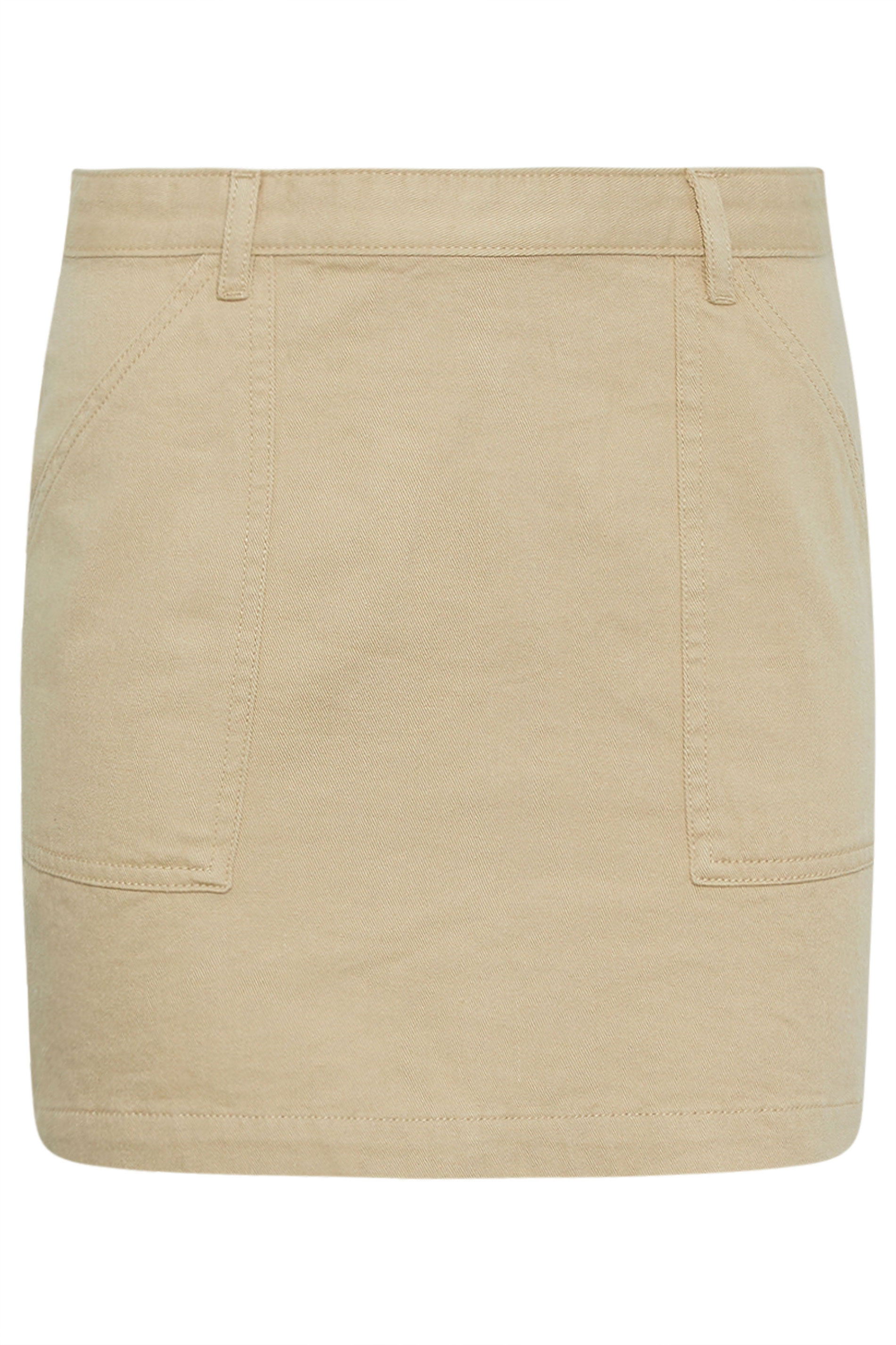 PixieGirl Petite Women's Beige Brown Cotton Utility Mini Skirt | PixieGirl 6