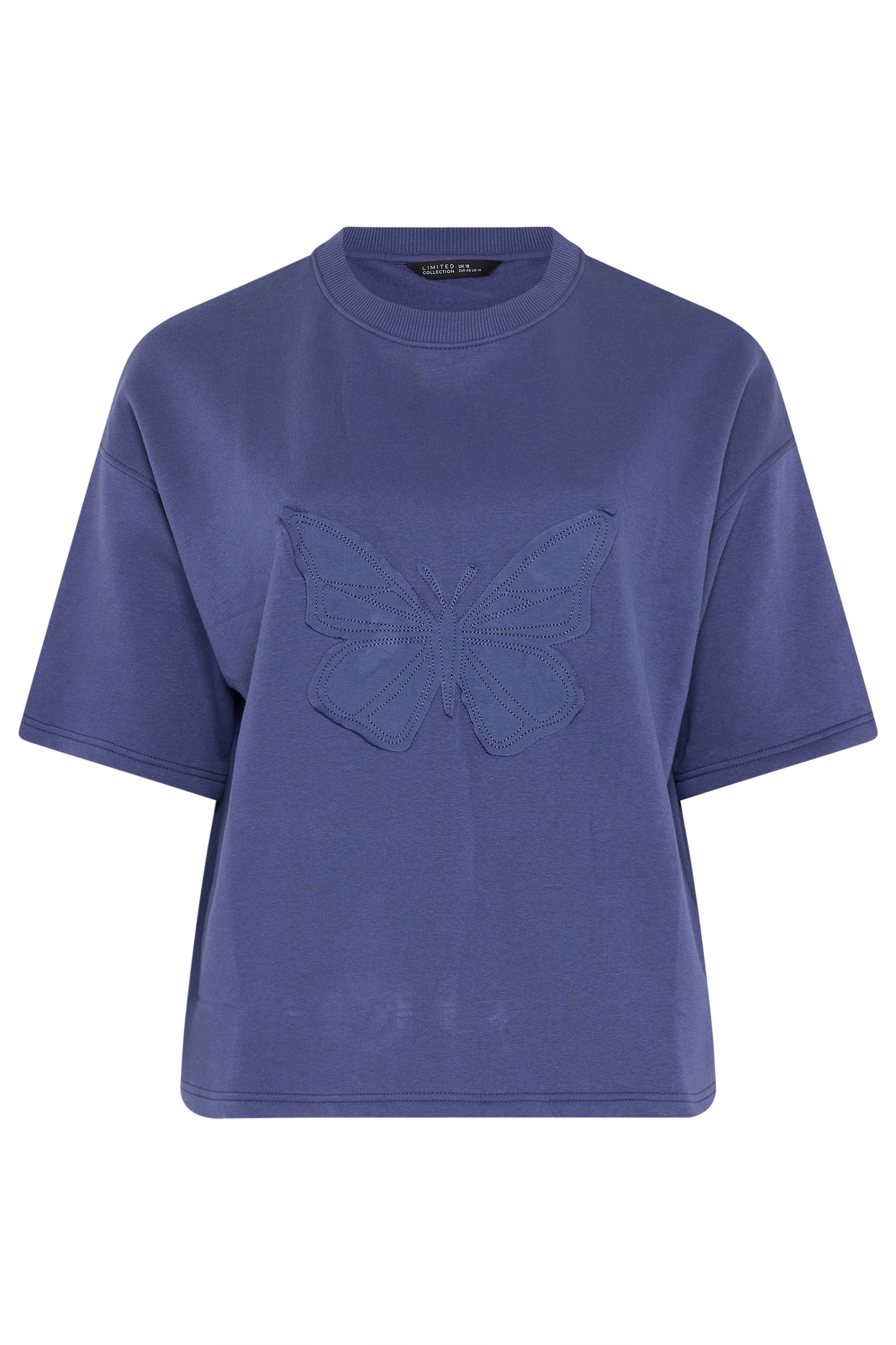 LIMITED COLLECTION Plus Size Purple Embroidered Butterfly Oversized Sweat T-Shirt | Yours Clothing 5