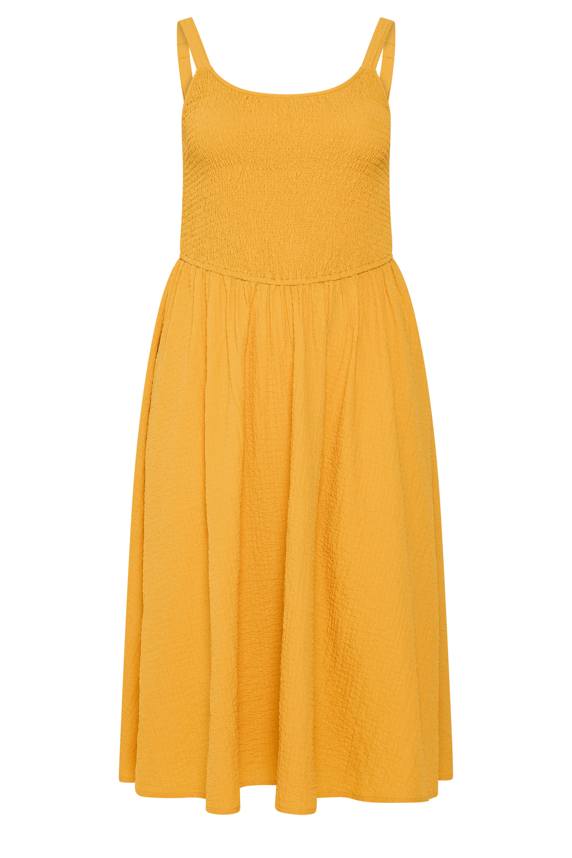 YOURS Plus Size Golden Yellow Shirred Sundress | Yours Clothing 5