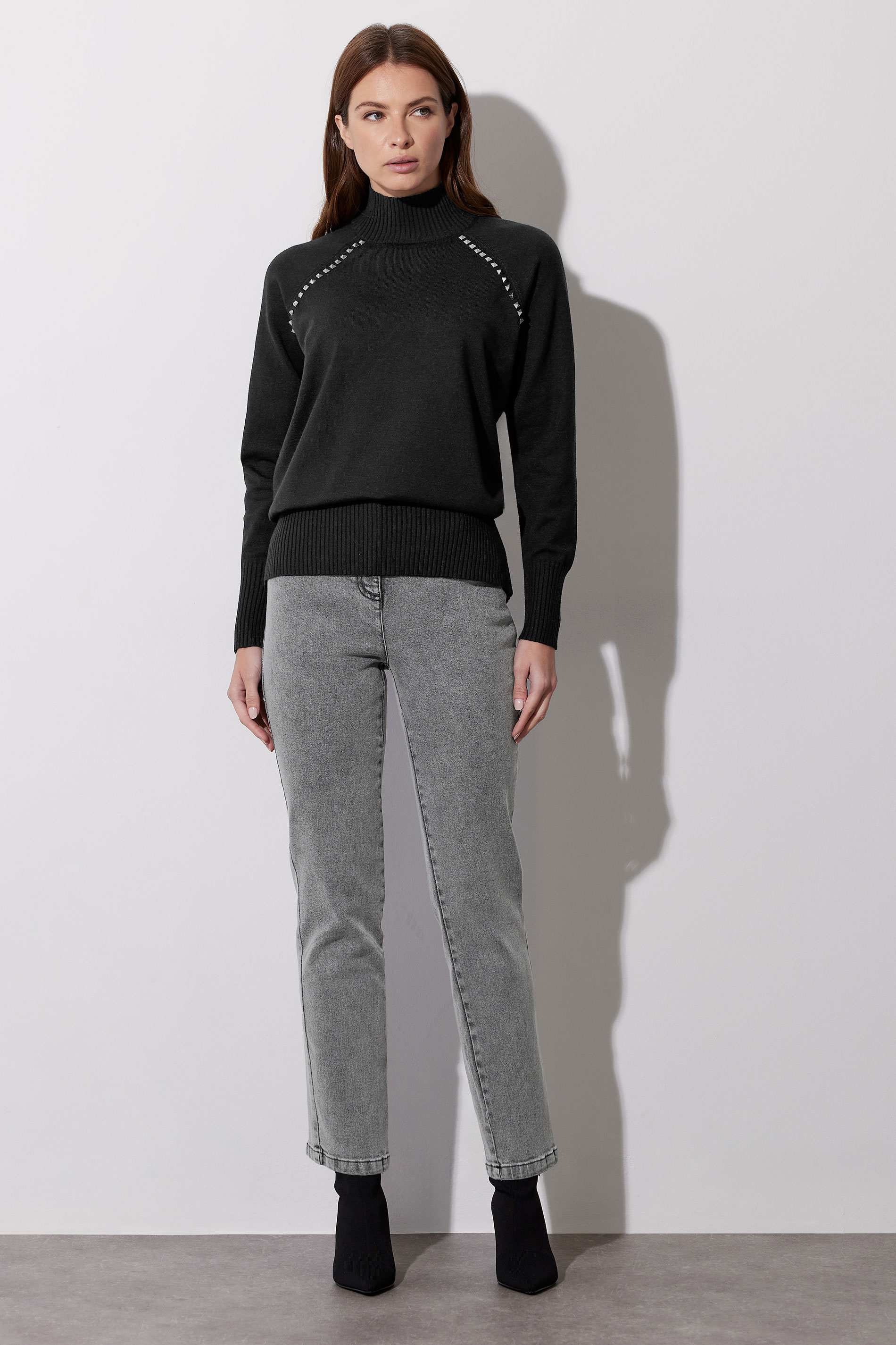 STAR Black Stud Embellished Raglan Jumper | StarByJM 1