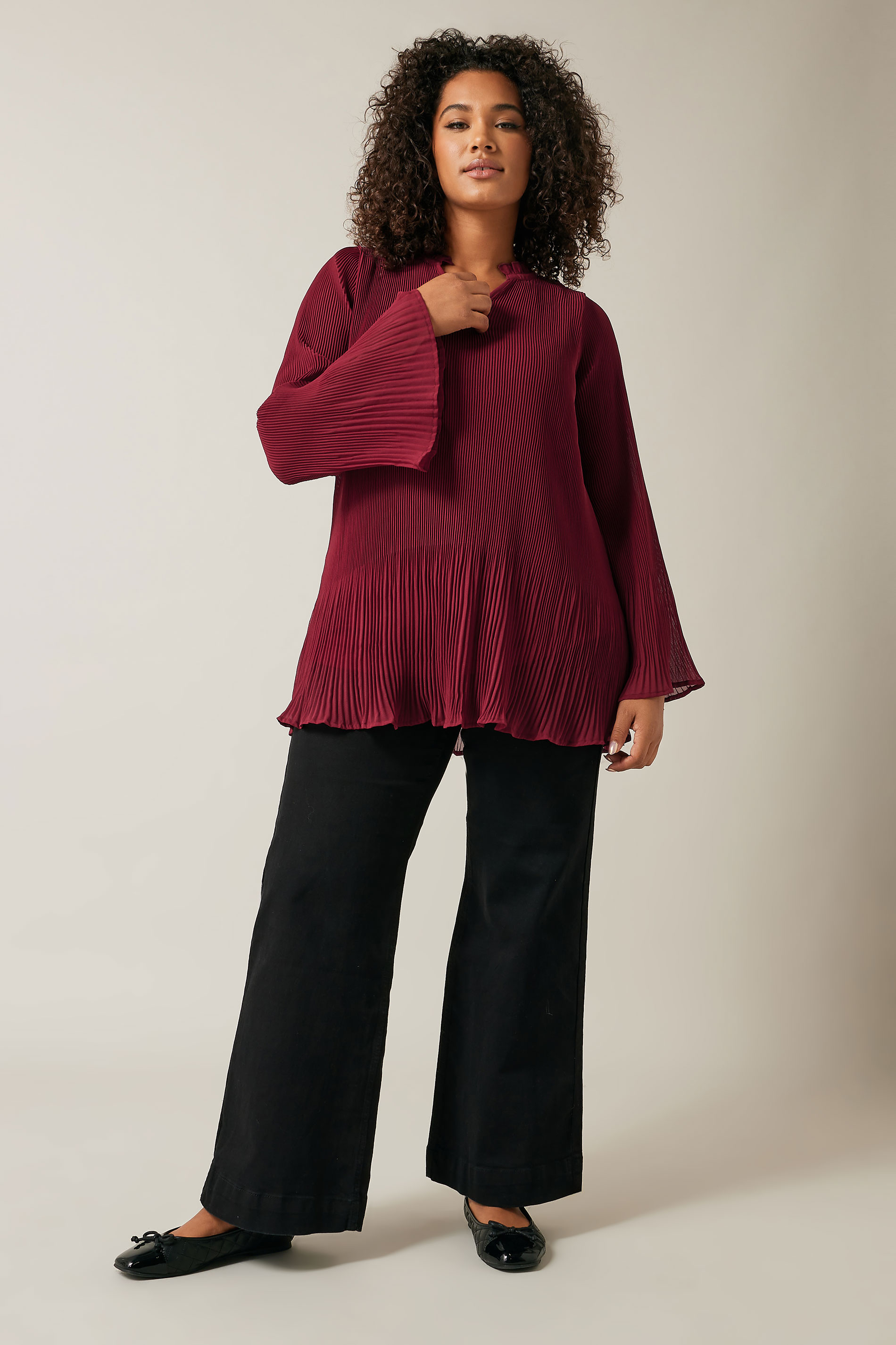 EVANS Plus Size Burgundy Red Pleat Blouse | Evans 4