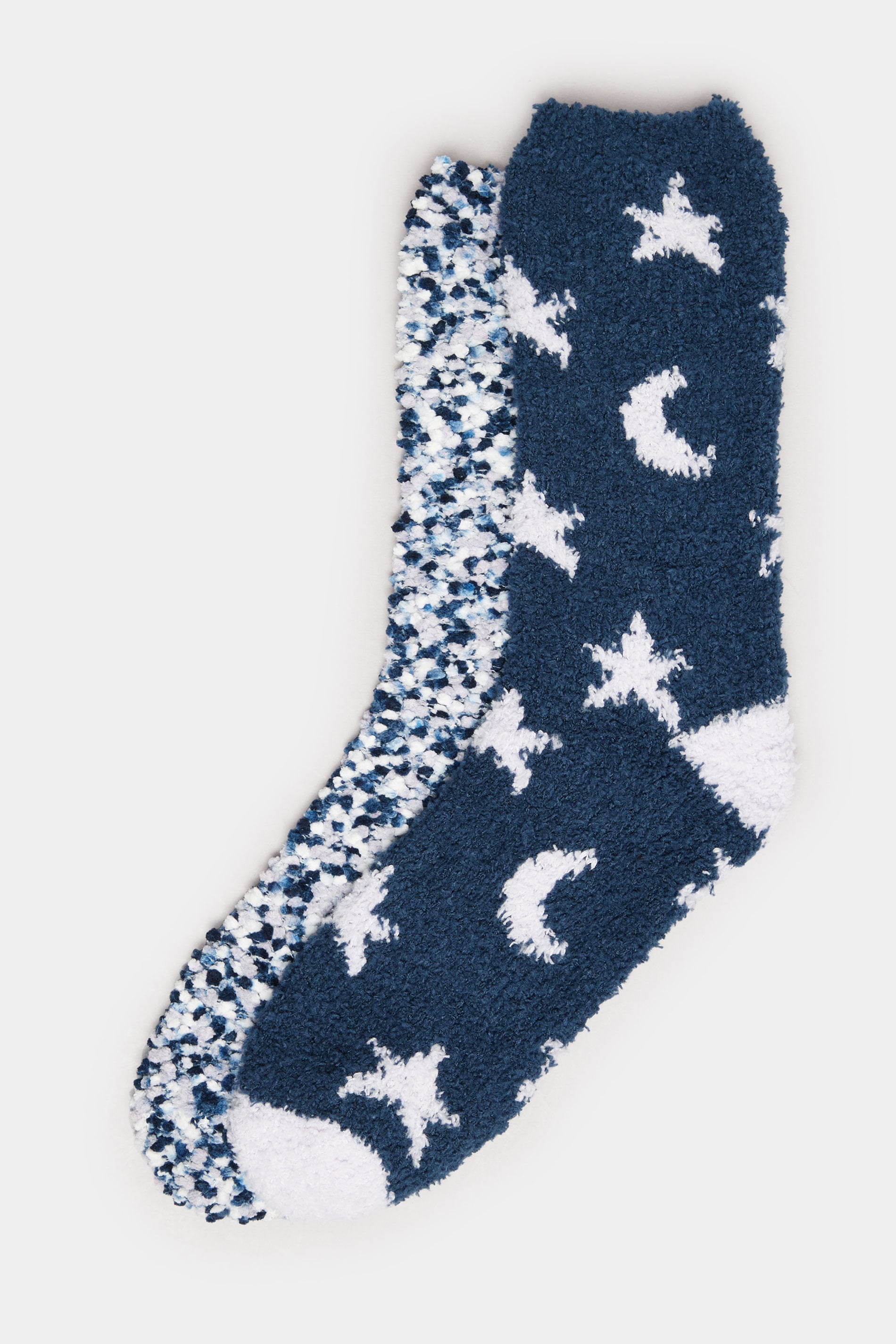 YOURSET 2 PACK Plus Size Navy Blue Popcorn Fleece Star Bed Socks | Yours Clothing 3