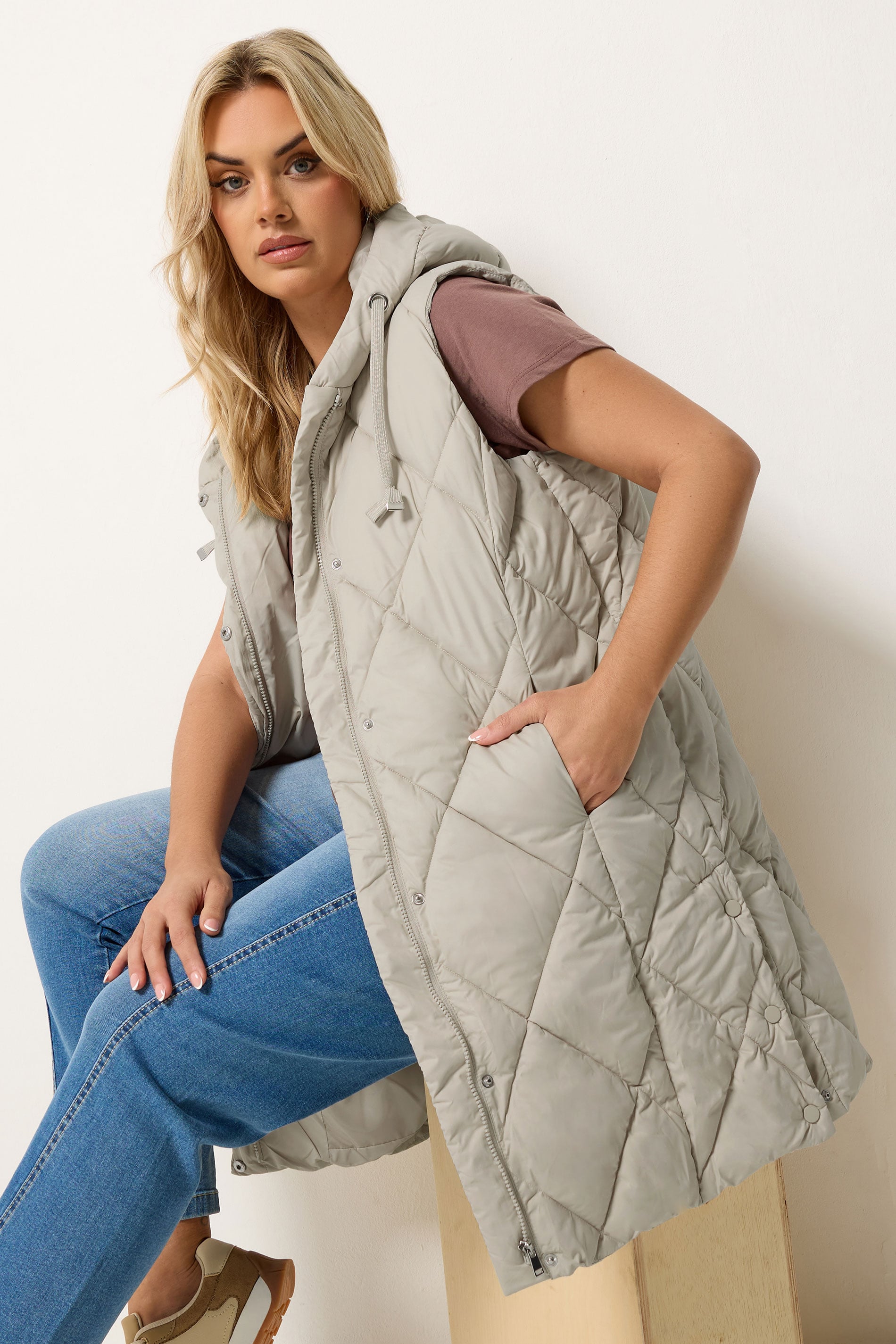 YOURS Plus Size Ivory White Midi Gilet | Yours Clothing 3