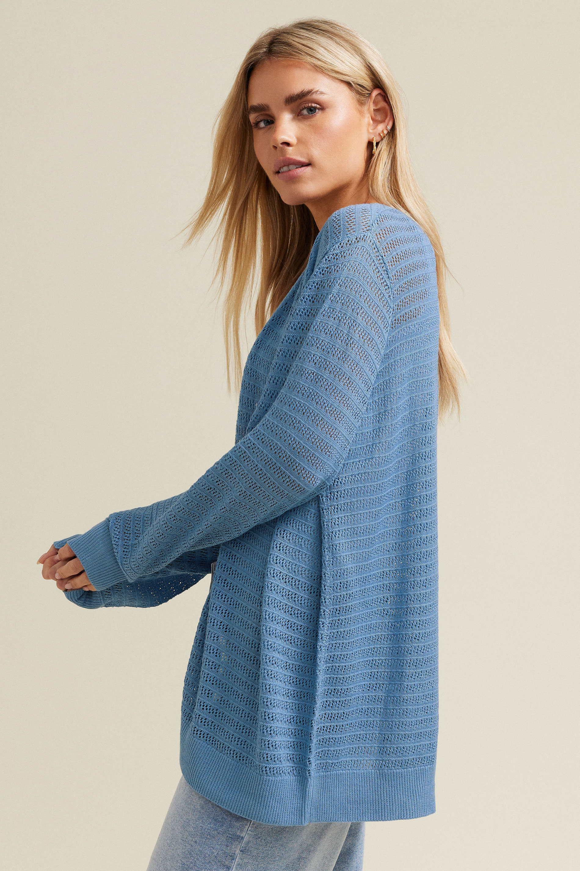 M&Co Petite Blue Pointelle Detail Cardigan | M&Co 4