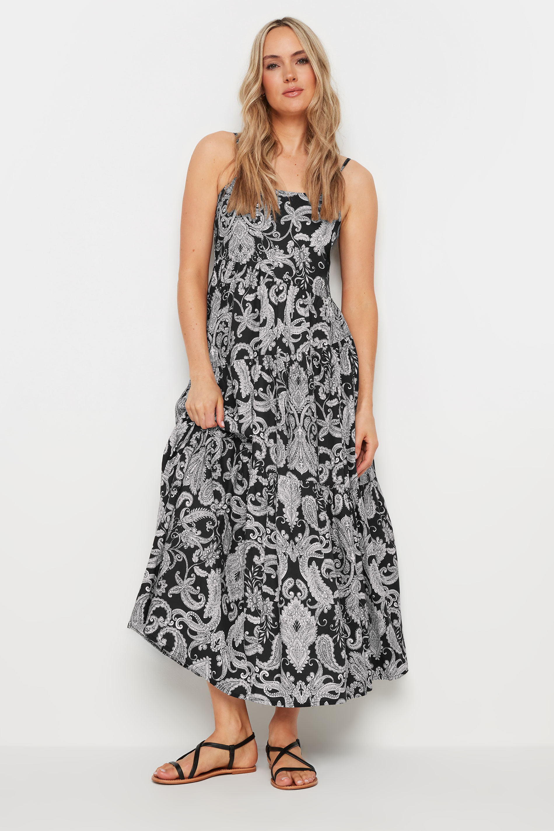 LTS Tall Women's Black Paisley Print Strappy Midi Dress | Long Tall Sally 2
